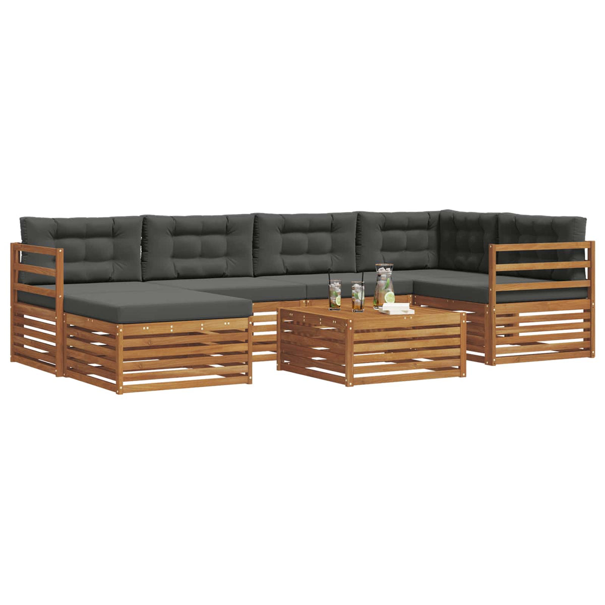 Outdoor-Sofagarnitur 7 stk. Natur und Anthrazit