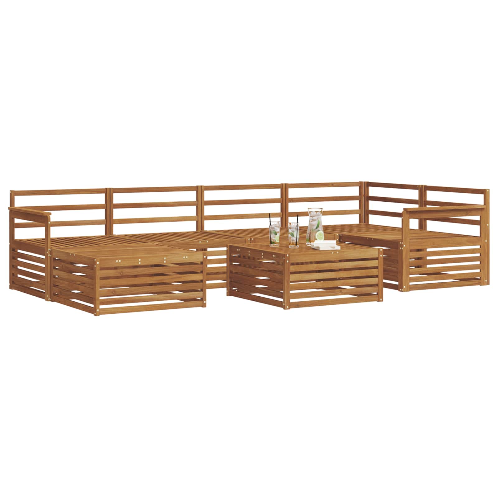 Outdoor-Sofagarnitur 7 pcs Natur Massivholz Akazie