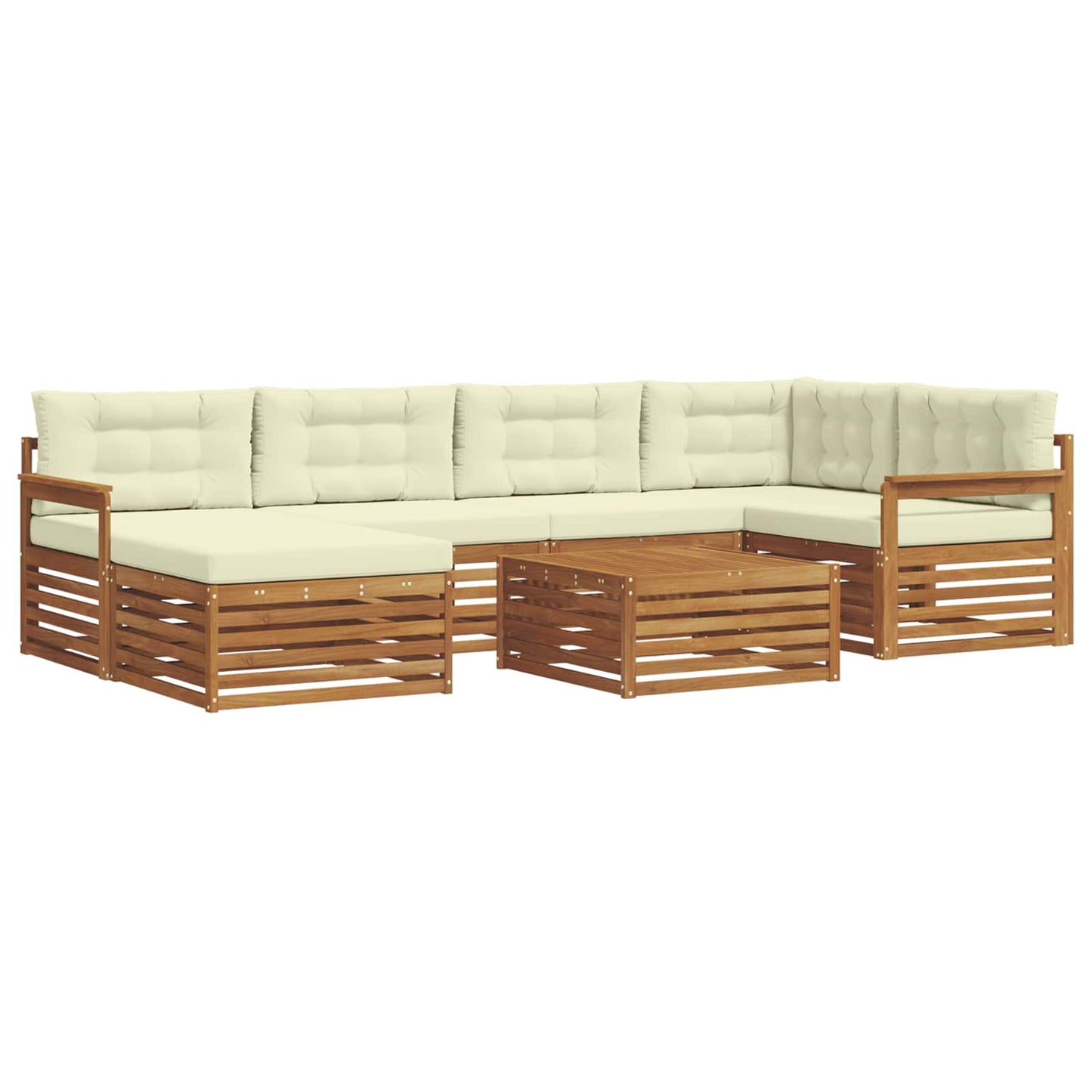 Outdoor-Sofagarnitur mit Kissen 7 pcs Natur und Creme