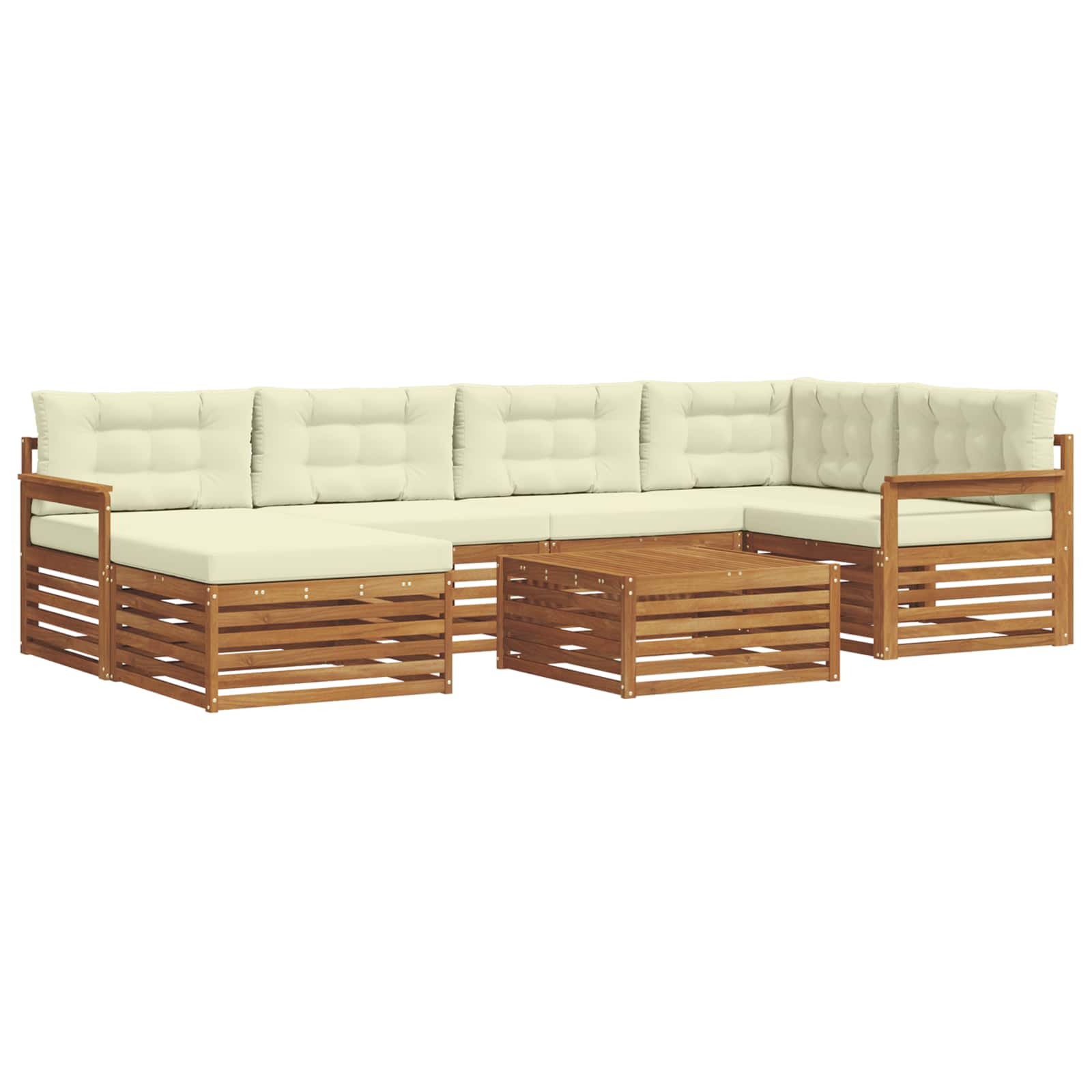 Outdoor-Sofagarnitur mit Kissen 7 pcs Natur und Creme