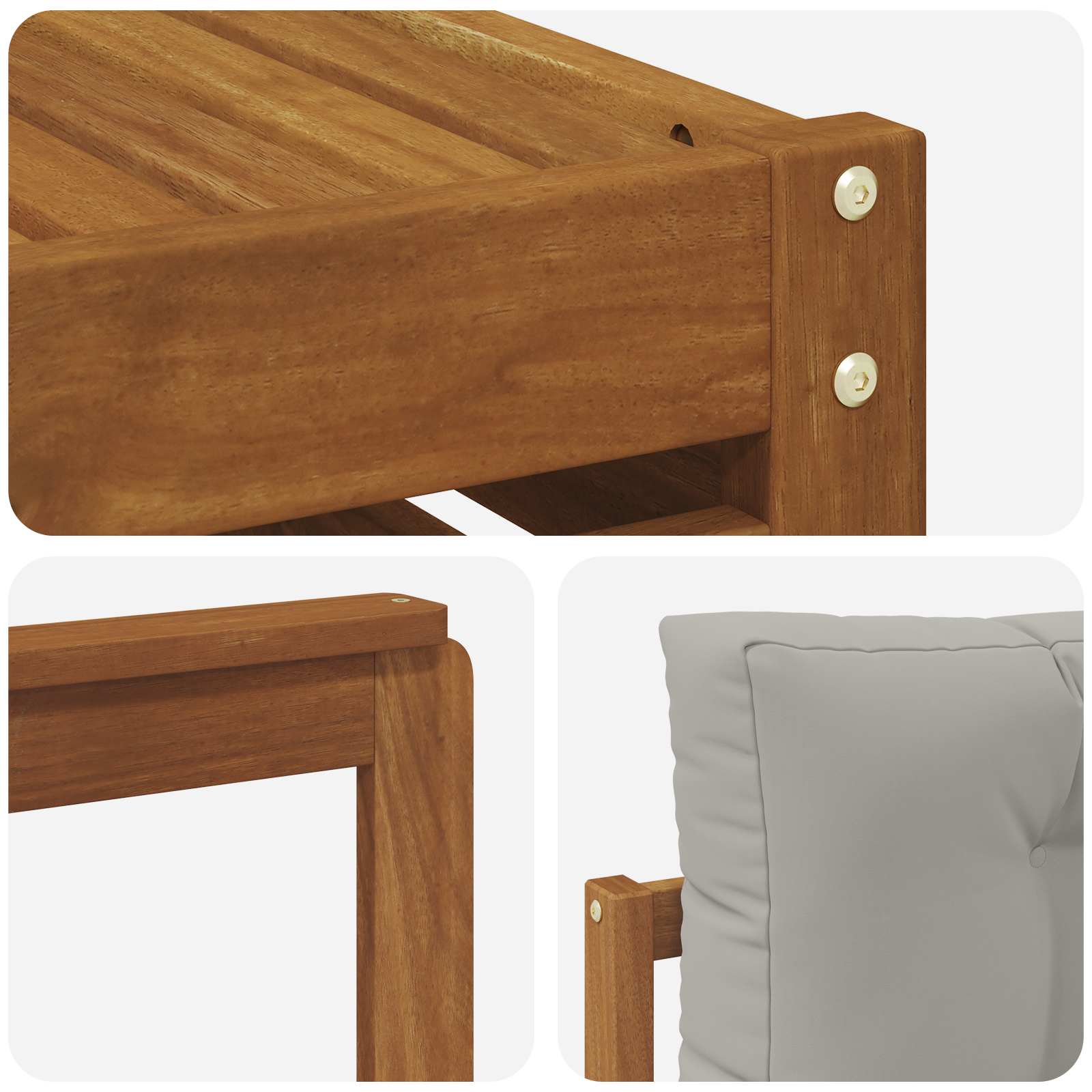 Outdoor-Sofagarnitur mit Kissen 7 pcs Natürlich und Hellgrau