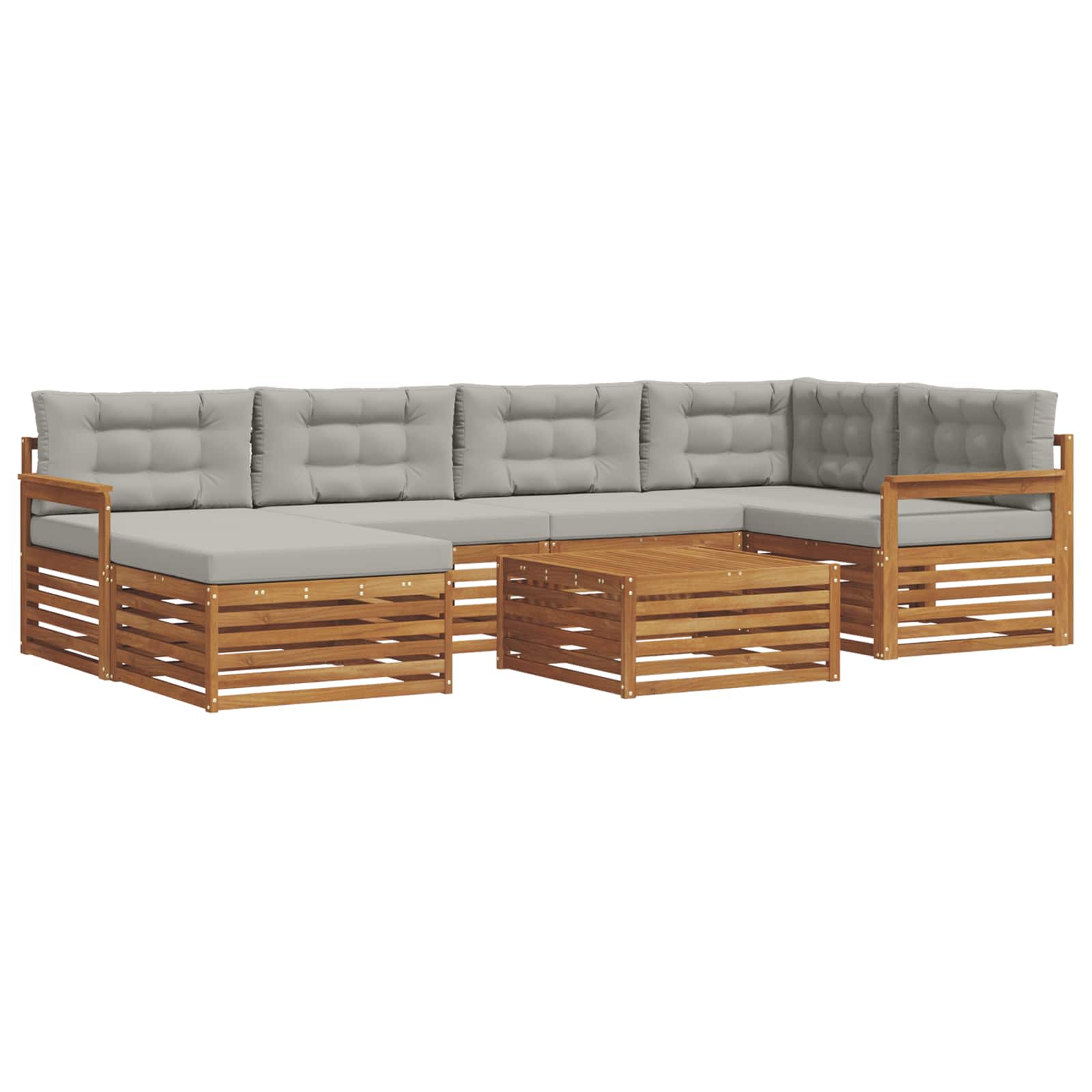 Outdoor-Sofagarnitur mit Kissen 7 pcs Natürlich und Hellgrau