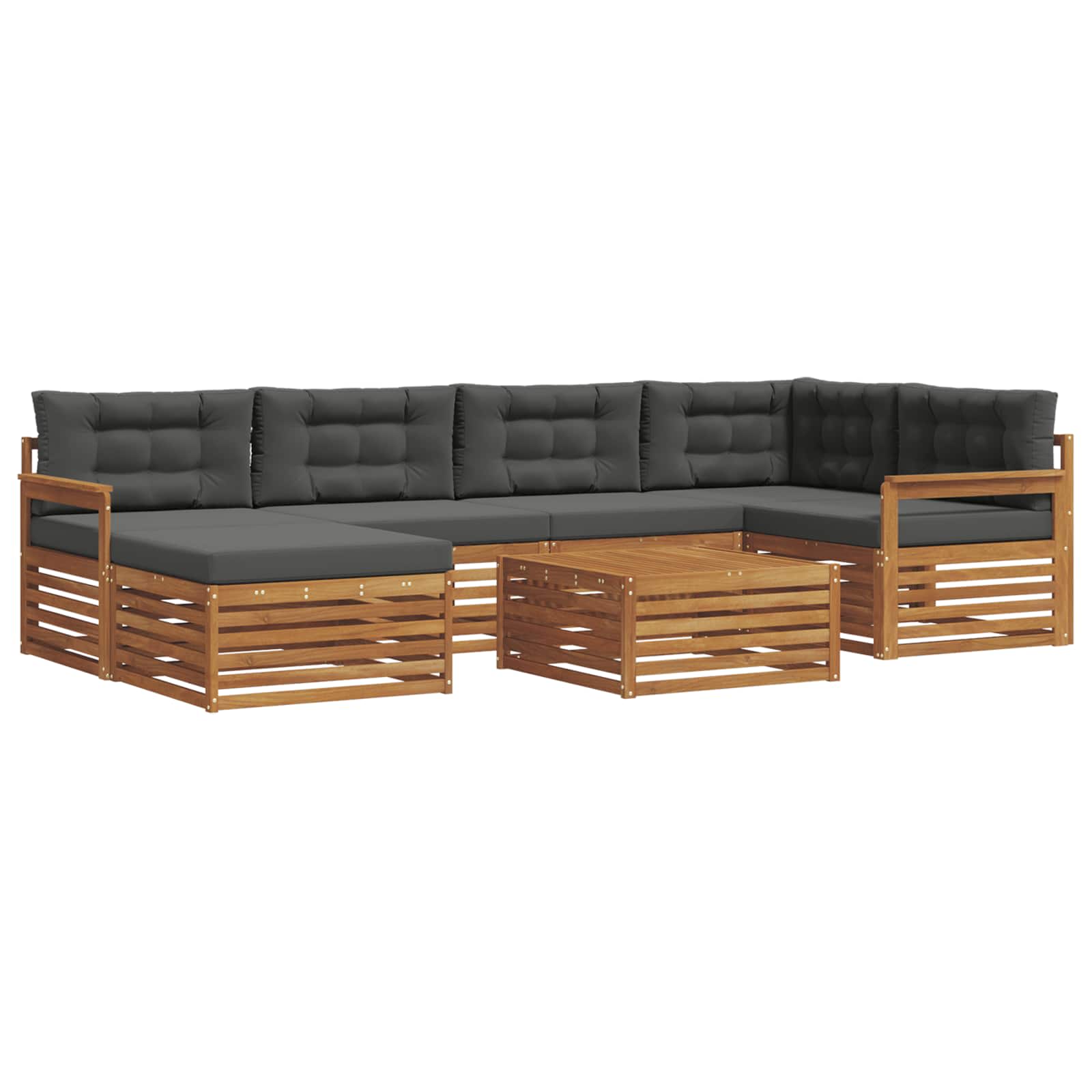 Outdoor-Sofagarnitur mit Kissen 7 pcs Natur und Anthrazit