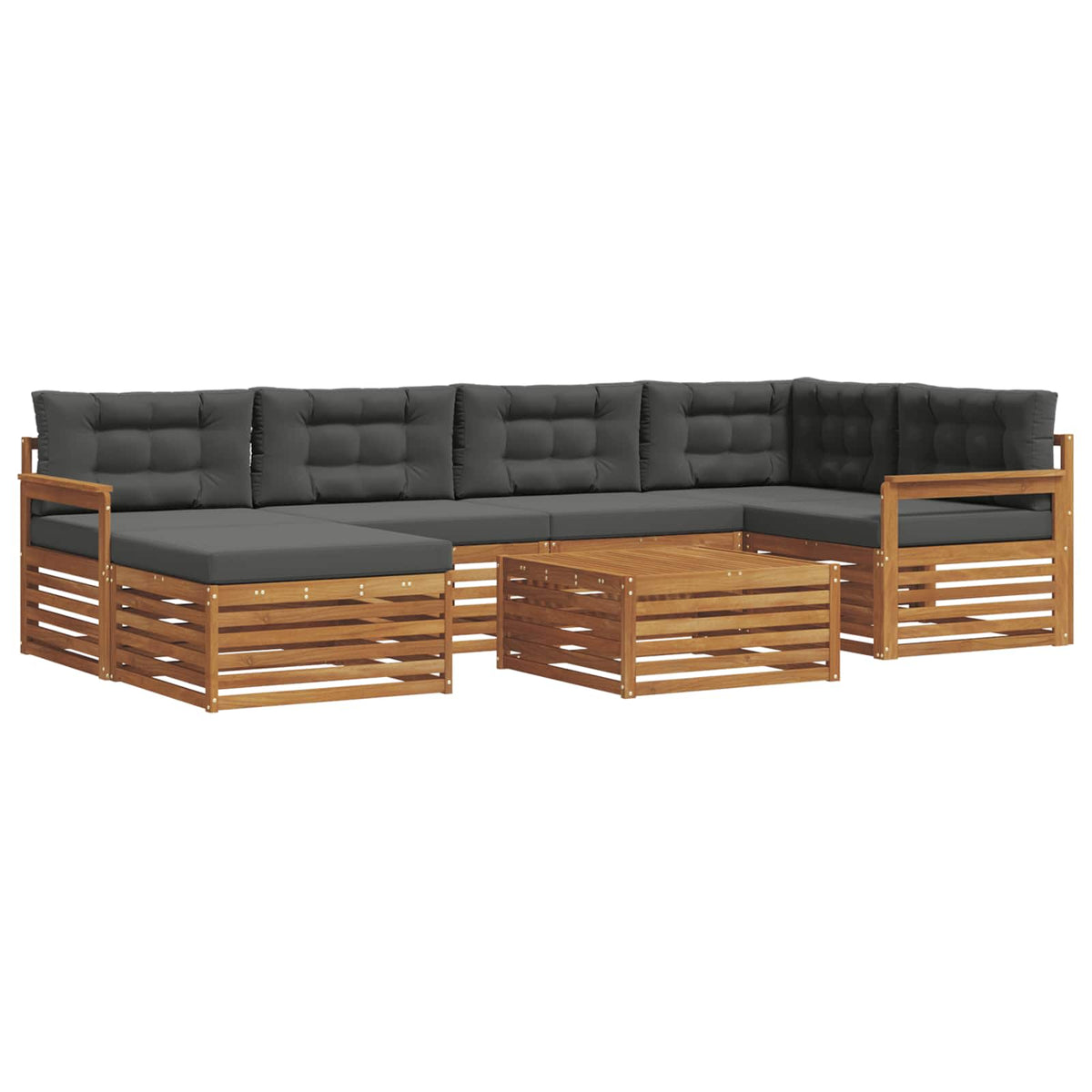 Outdoor-Sofagarnitur 7 stk. Natur und Anthrazit