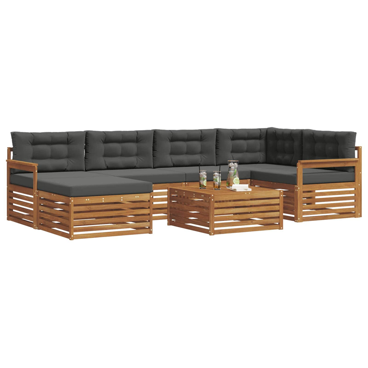Outdoor-Sofagarnitur 7 stk. Natur und Anthrazit