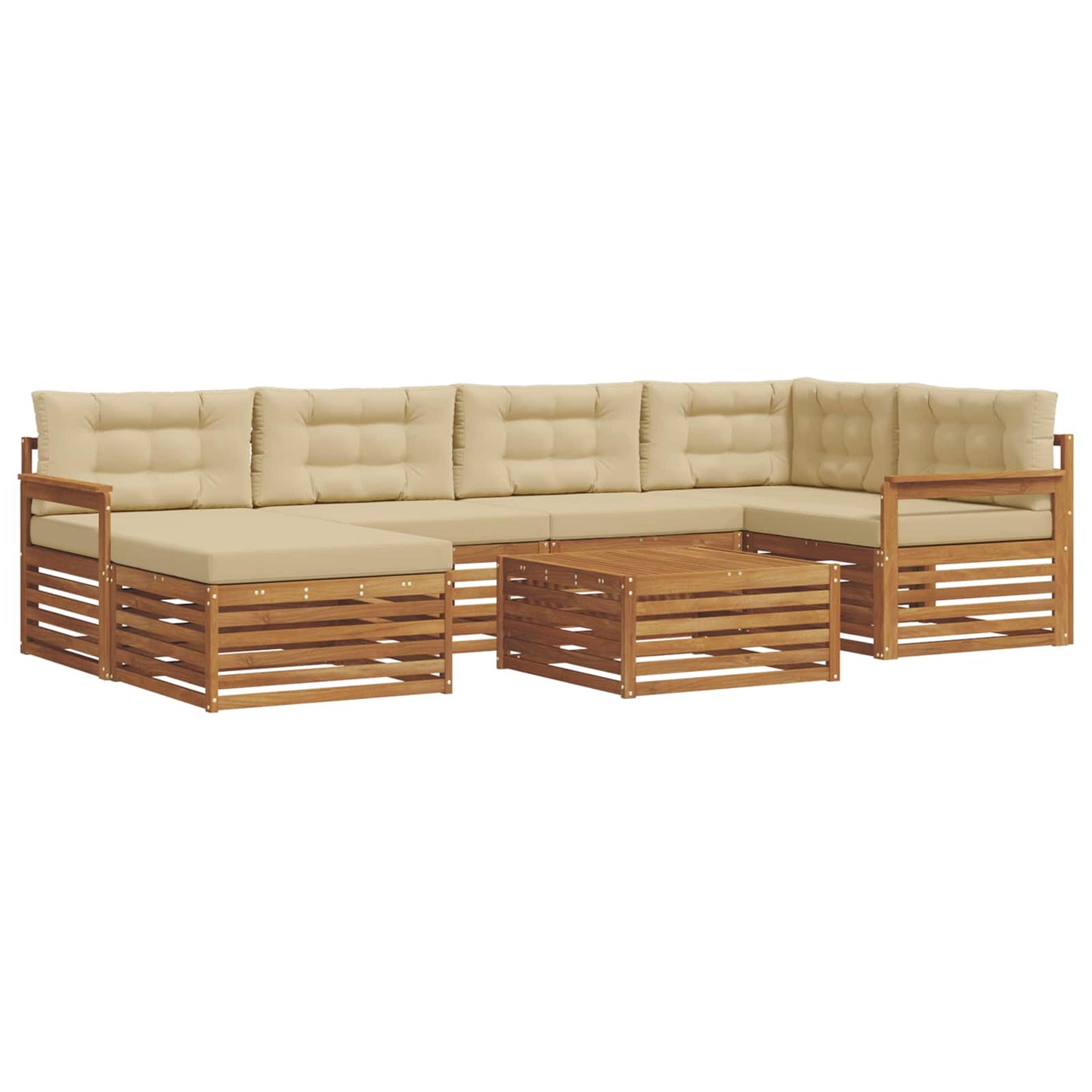 Outdoor-Sofagarnitur mit Kissen 7 pcs Natur und Beige