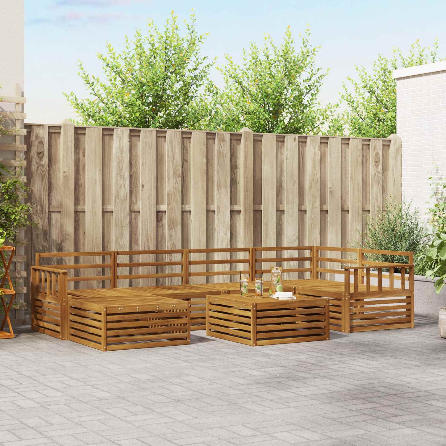 Outdoor-Sofagarnitur 7 pcs Natur Massivholz Akazie