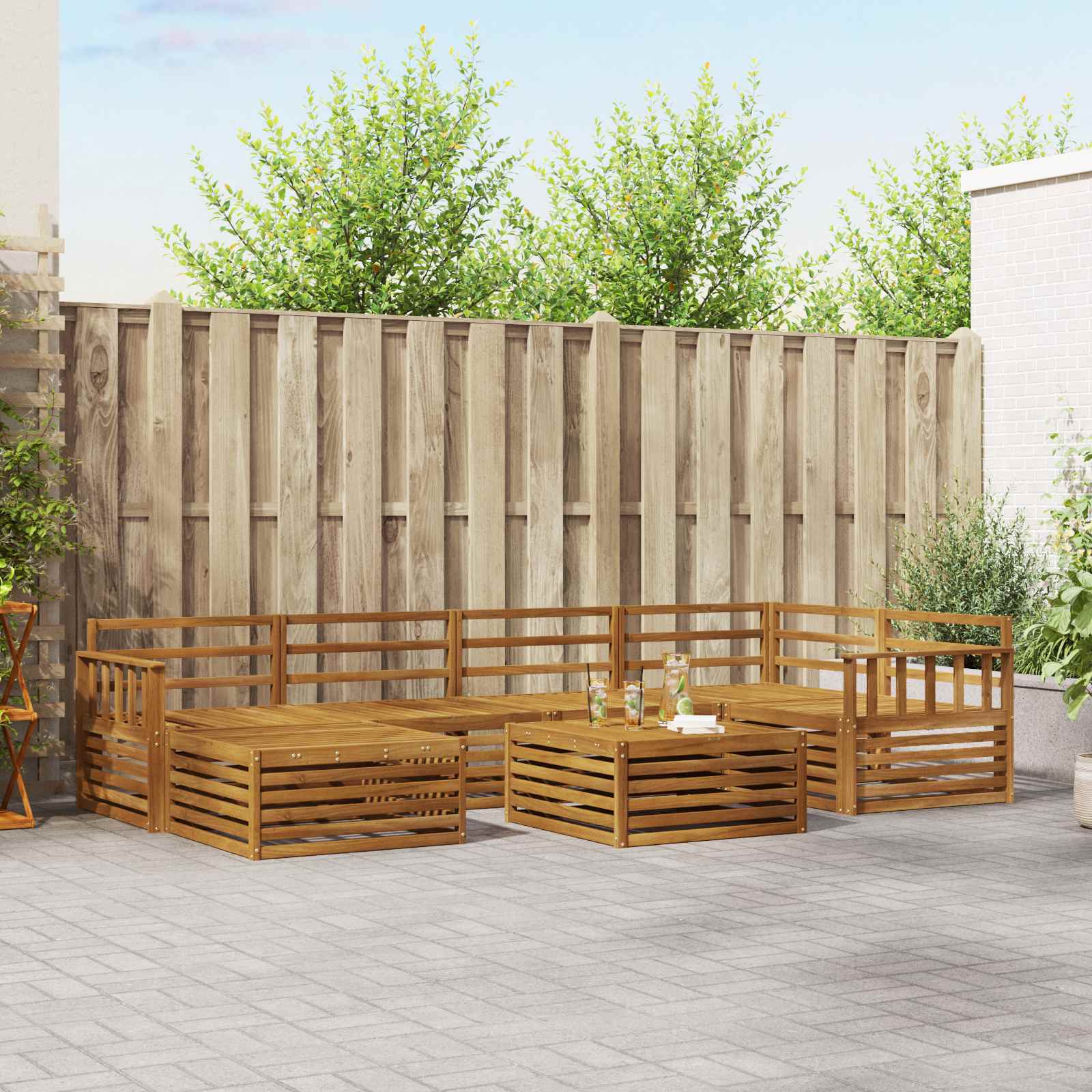 Outdoor-Sofagarnitur 7 pcs Natur Massivholz Akazie