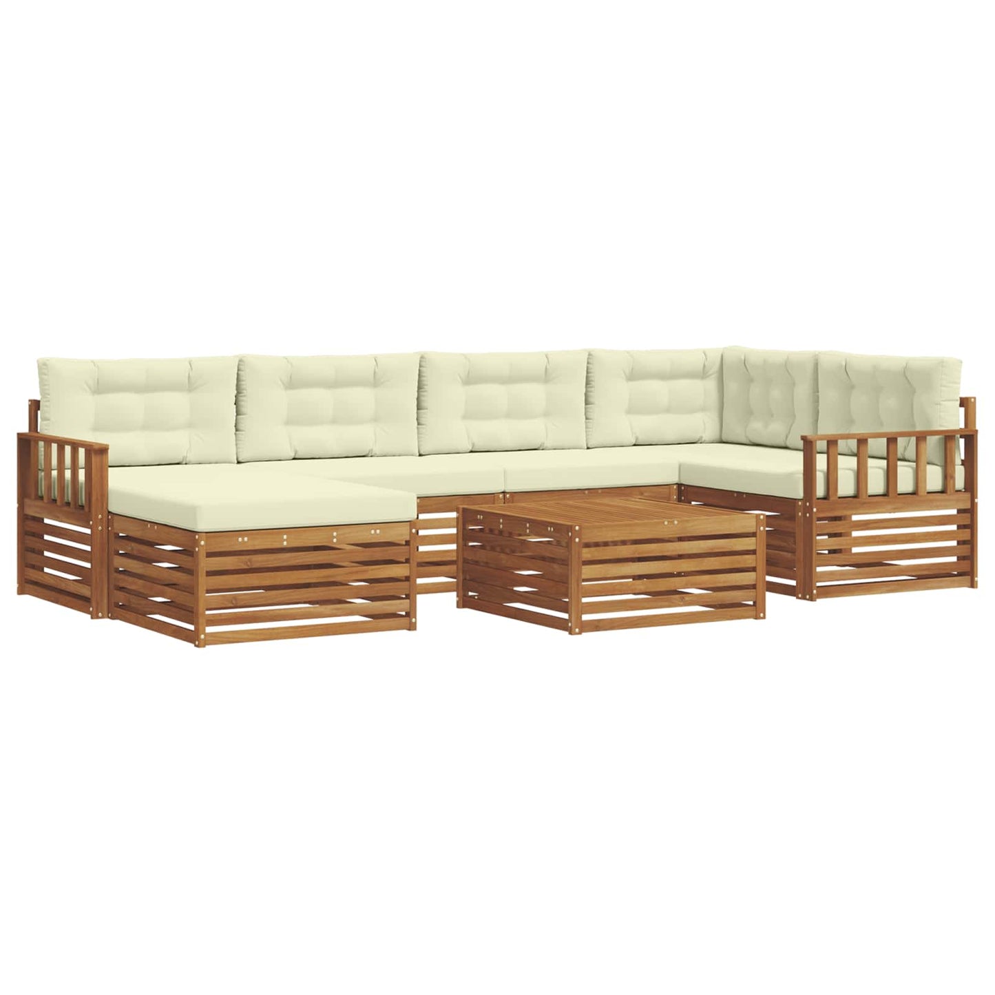 Outdoor-Sofagarnitur 7 stk. Natur und Creme