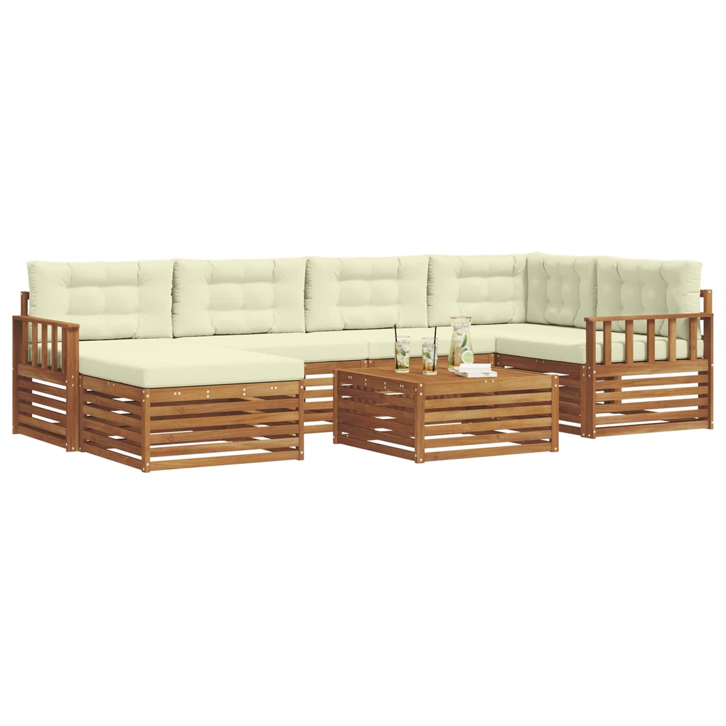 Outdoor-Sofagarnitur 7 stk. Natur und Creme