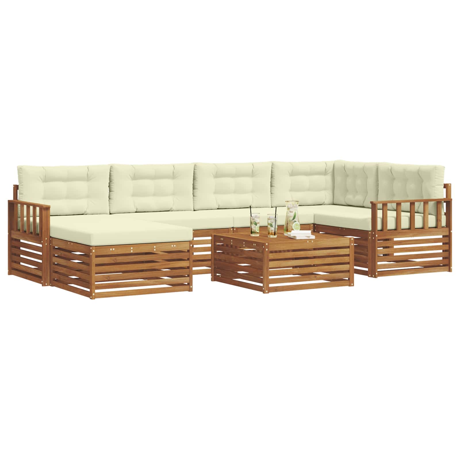 Outdoor-Sofagarnitur 7 stk. Natur und Creme