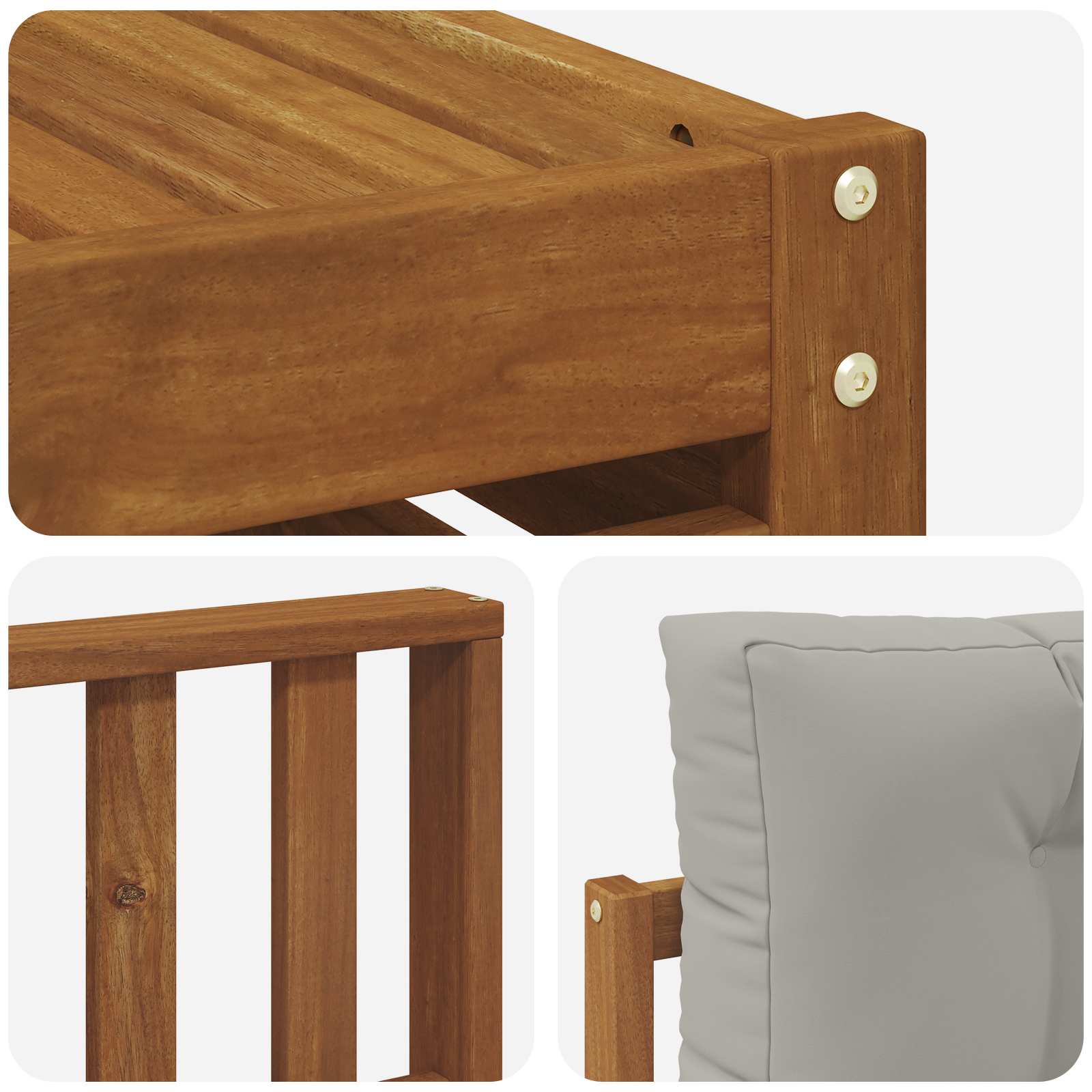 Outdoor-Sofagarnitur mit Kissen 7 pcs Natürlich und Hellgrau