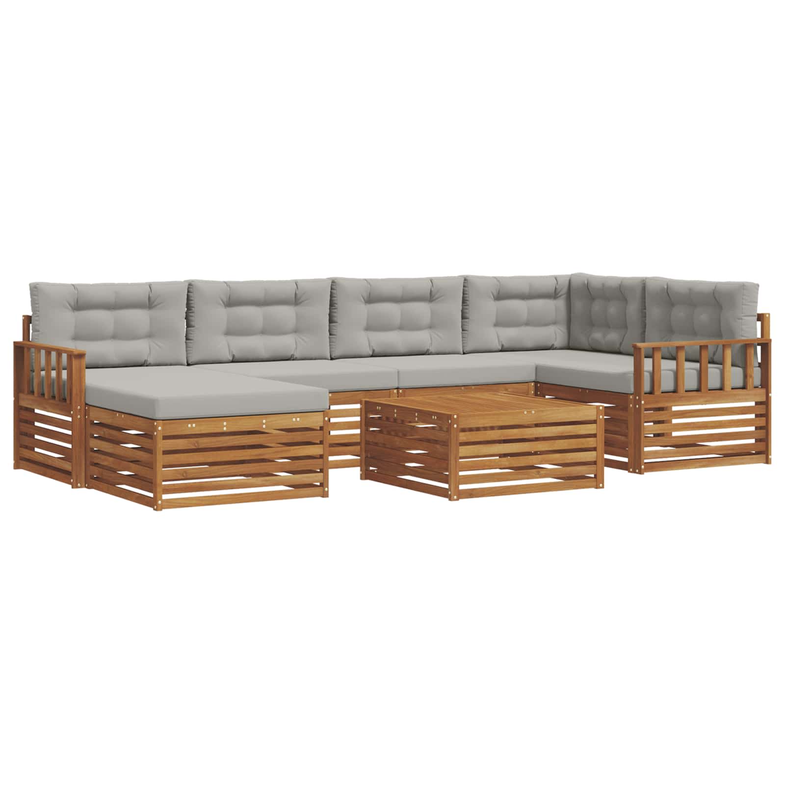 Outdoor-Sofagarnitur mit Kissen 7 pcs Natürlich und Hellgrau