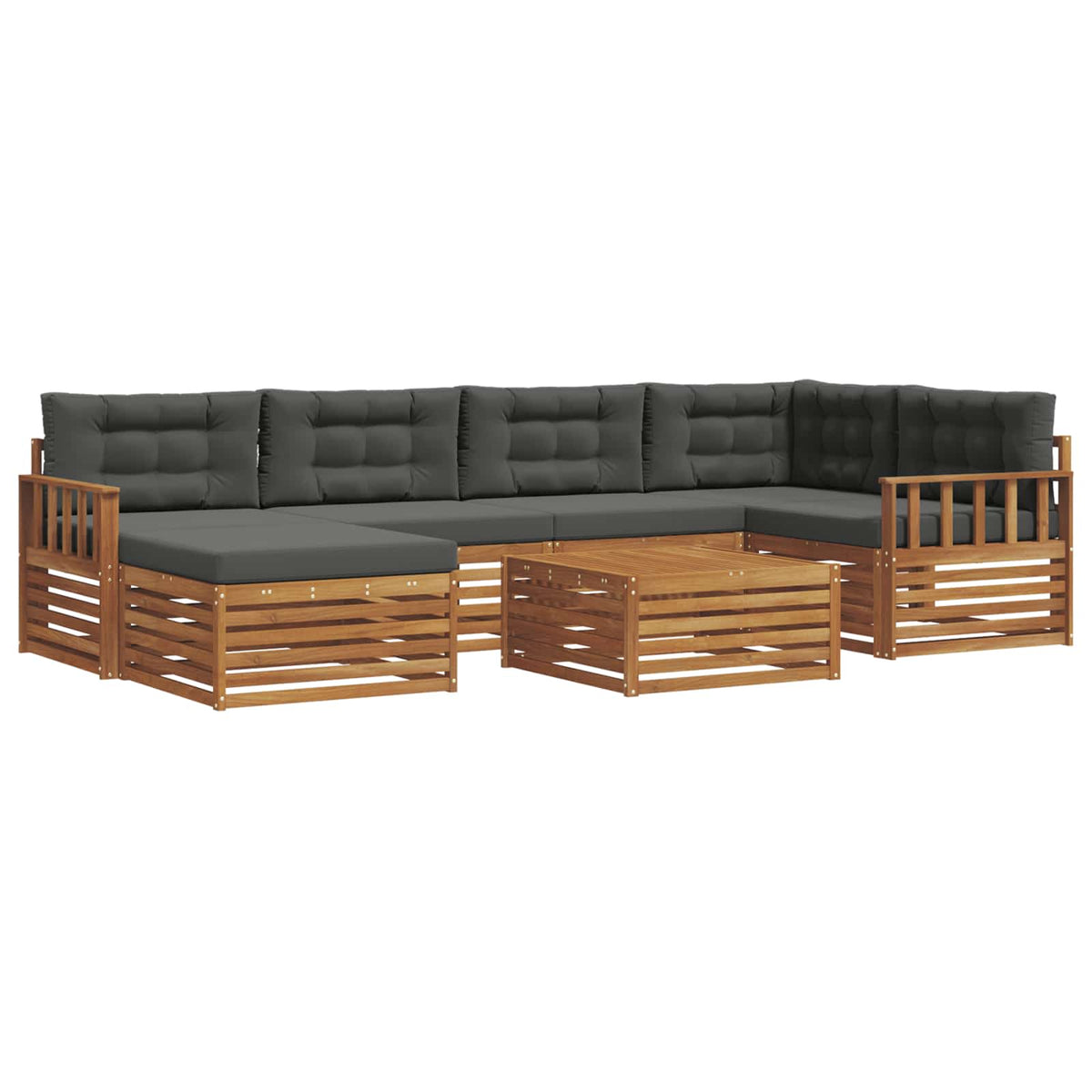 Outdoor-Sofagarnitur 7 stk. Natur und Anthrazit