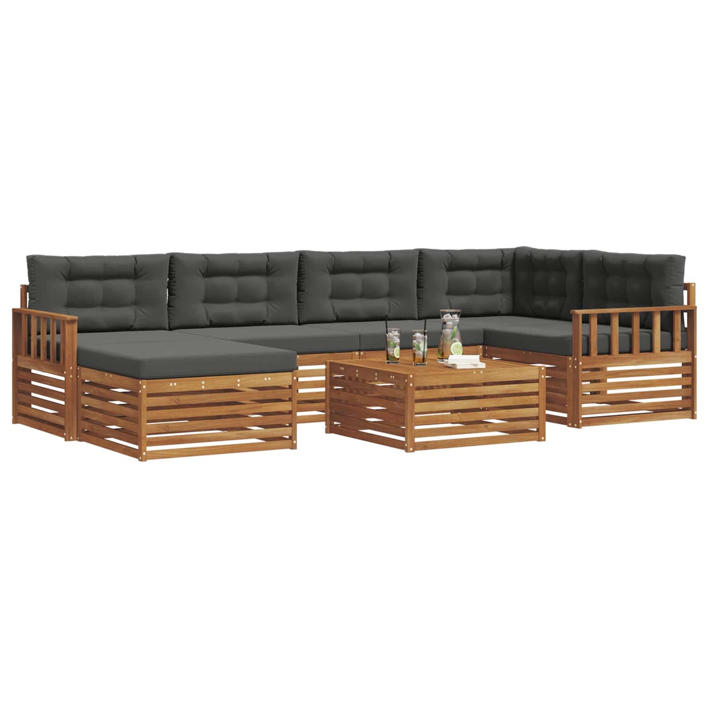 Outdoor-Sofagarnitur mit Kissen 7 pcs Natur und Anthrazit