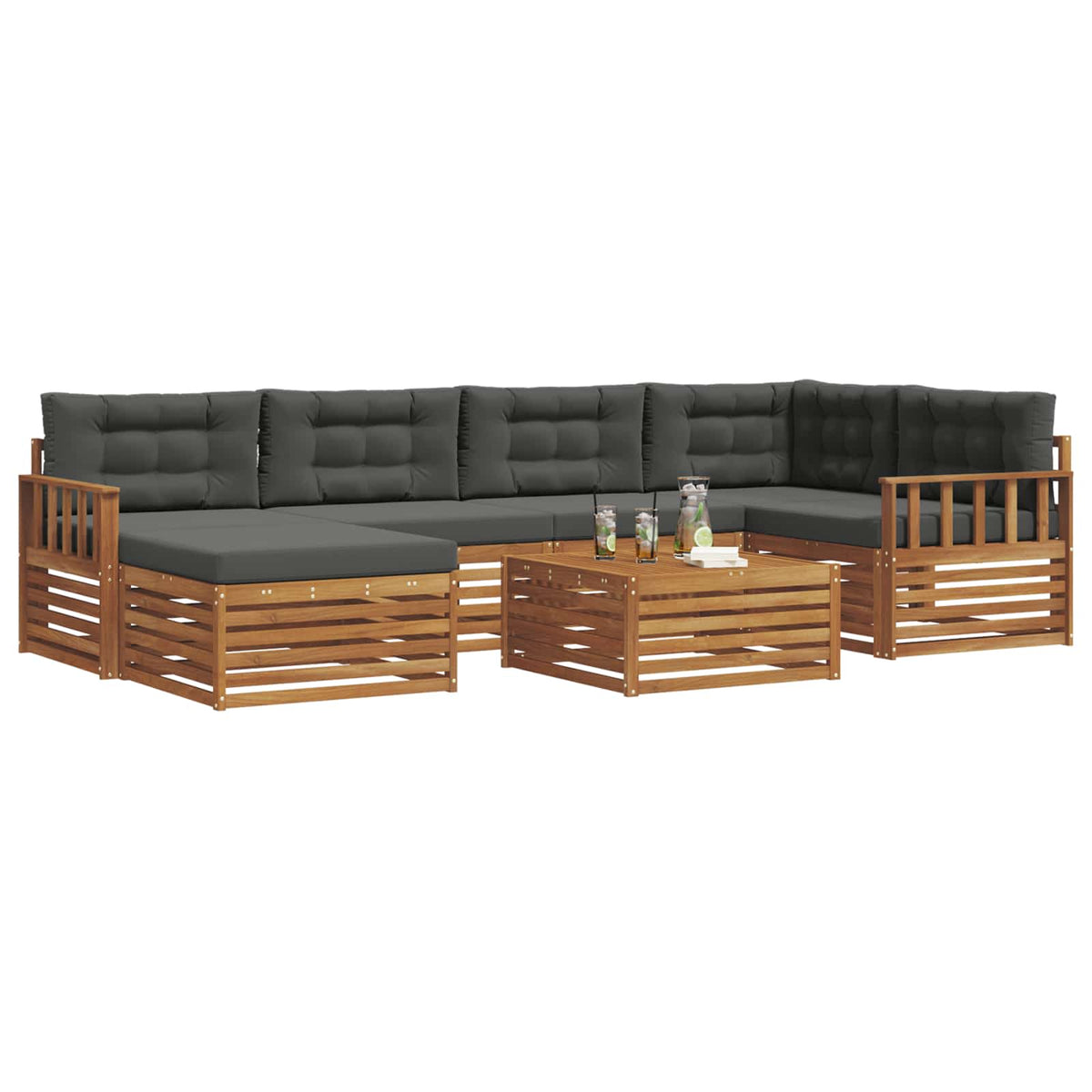 Outdoor-Sofagarnitur 7 stk. Natur und Anthrazit