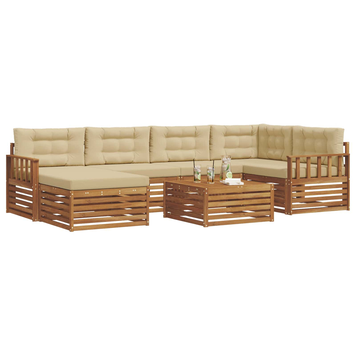 Outdoor-Sofagarnitur 7 stk. Natur und Beige