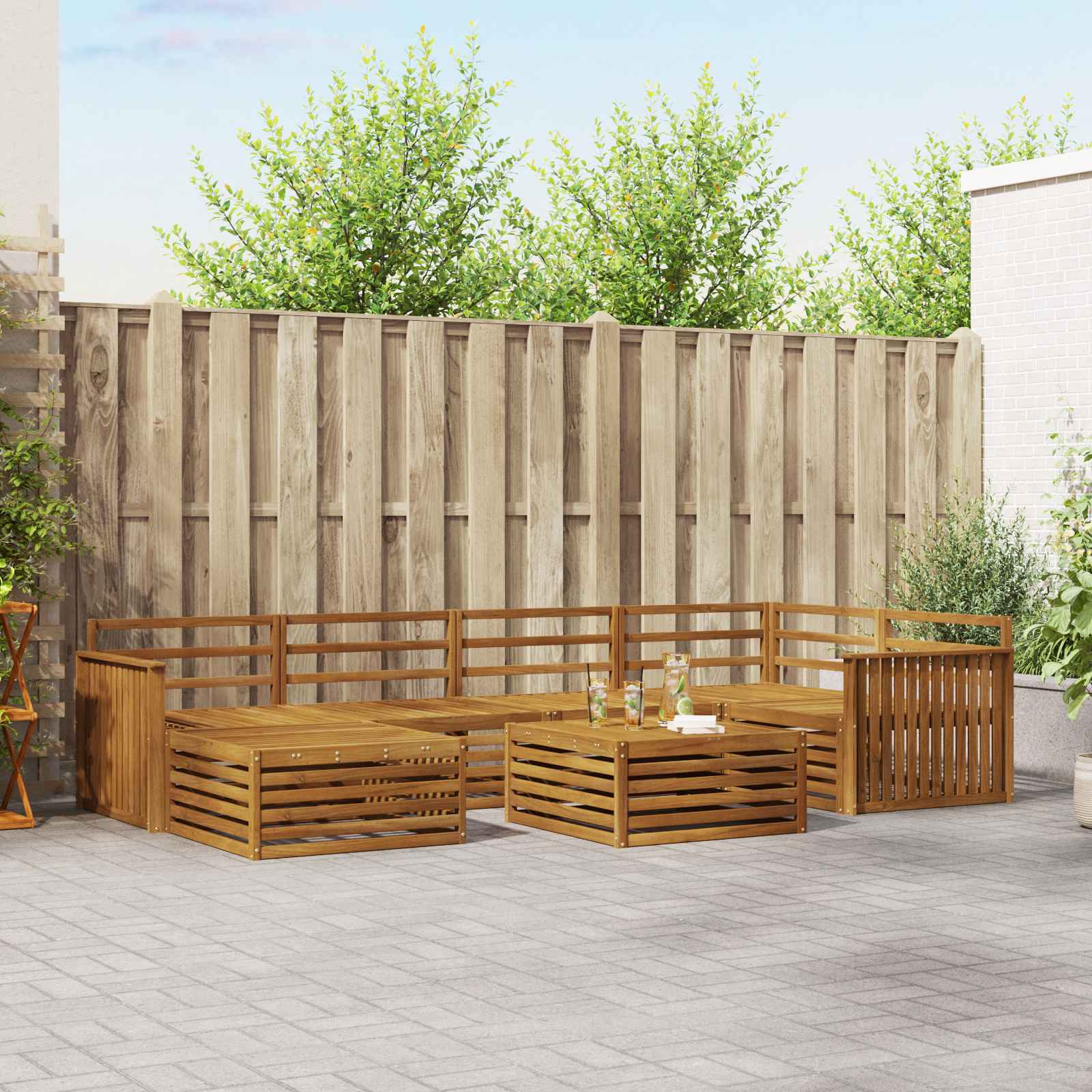 Outdoor-Sofagarnitur 7 pcs Natur Massivholz Akazie