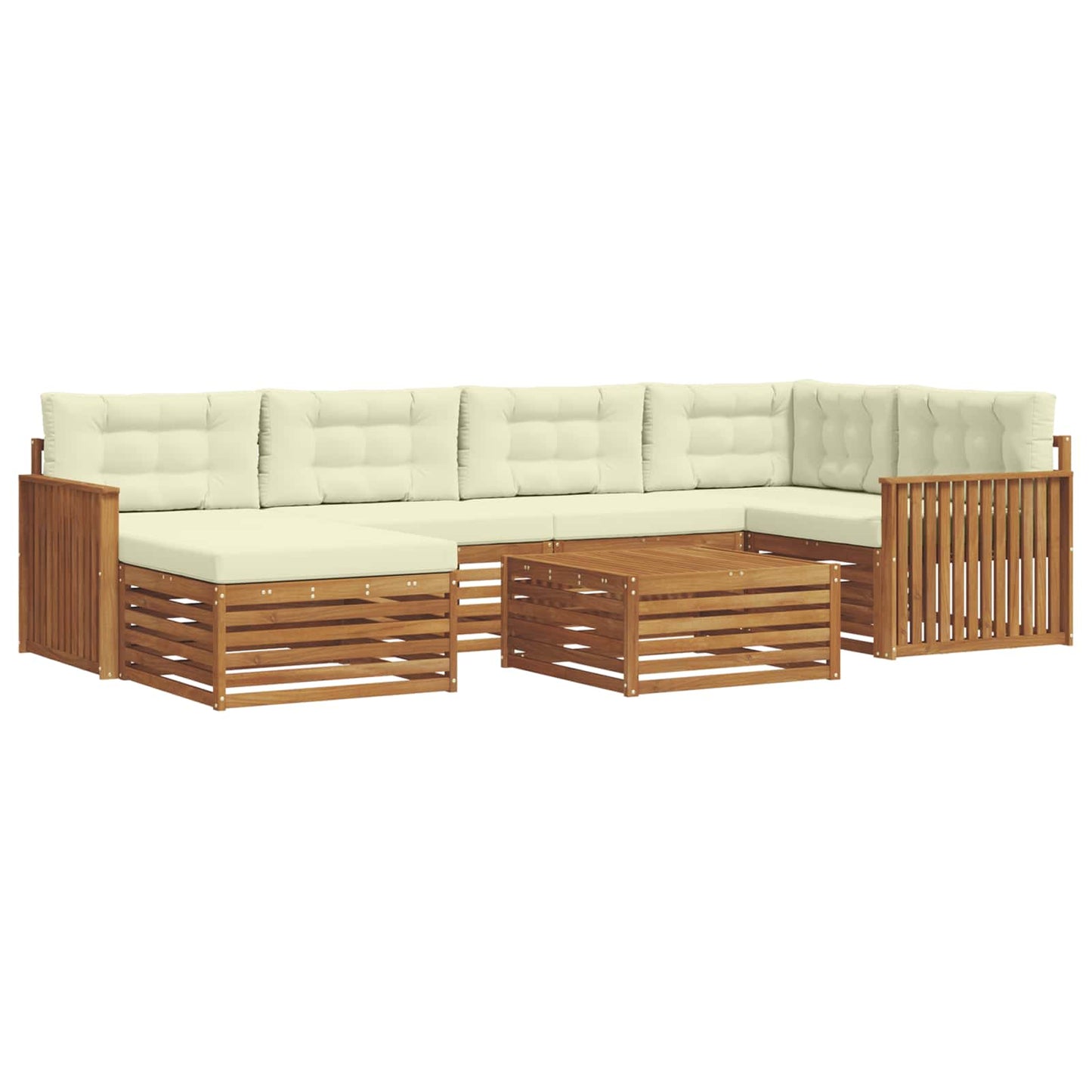 Outdoor-Sofagarnitur mit Kissen 7 pcs Natur und Creme