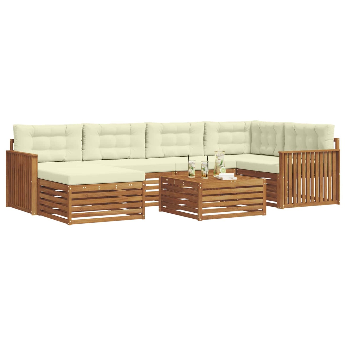 Outdoor-Sofagarnitur mit Kissen 7 pcs Natur und Creme