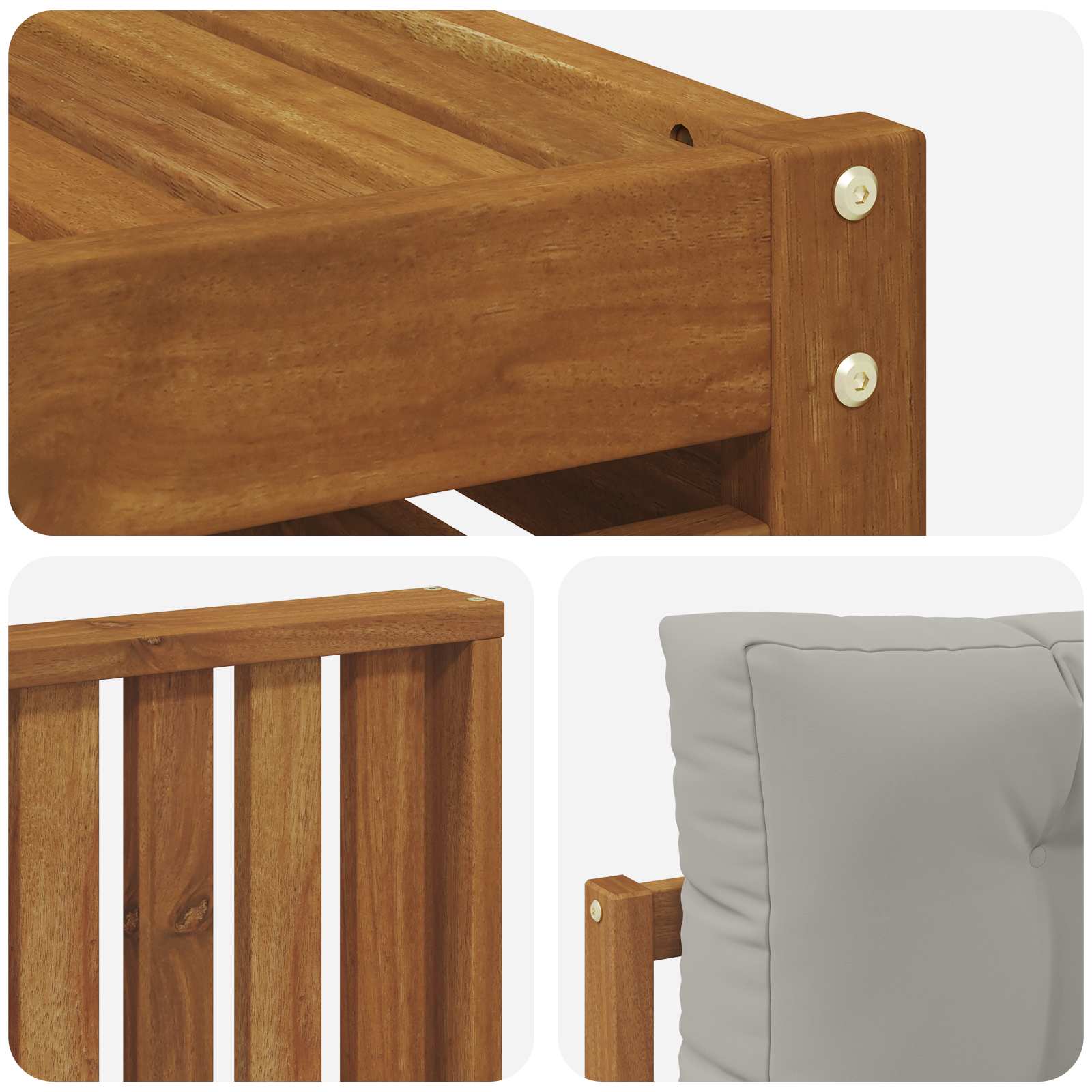 Outdoor-Sofagarnitur mit Kissen 7 pcs Natürlich und Hellgrau