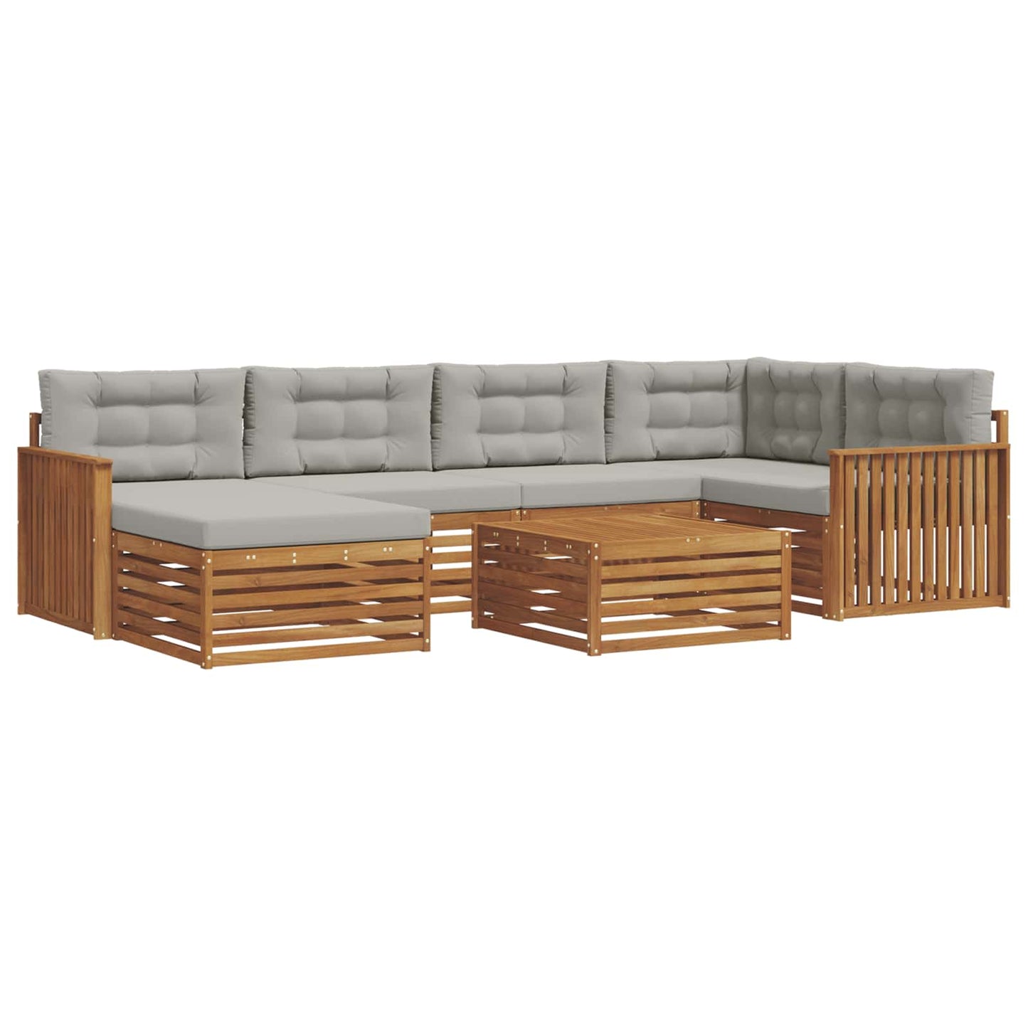 Outdoor-Sofagarnitur mit Kissen 7 pcs Natürlich und Hellgrau
