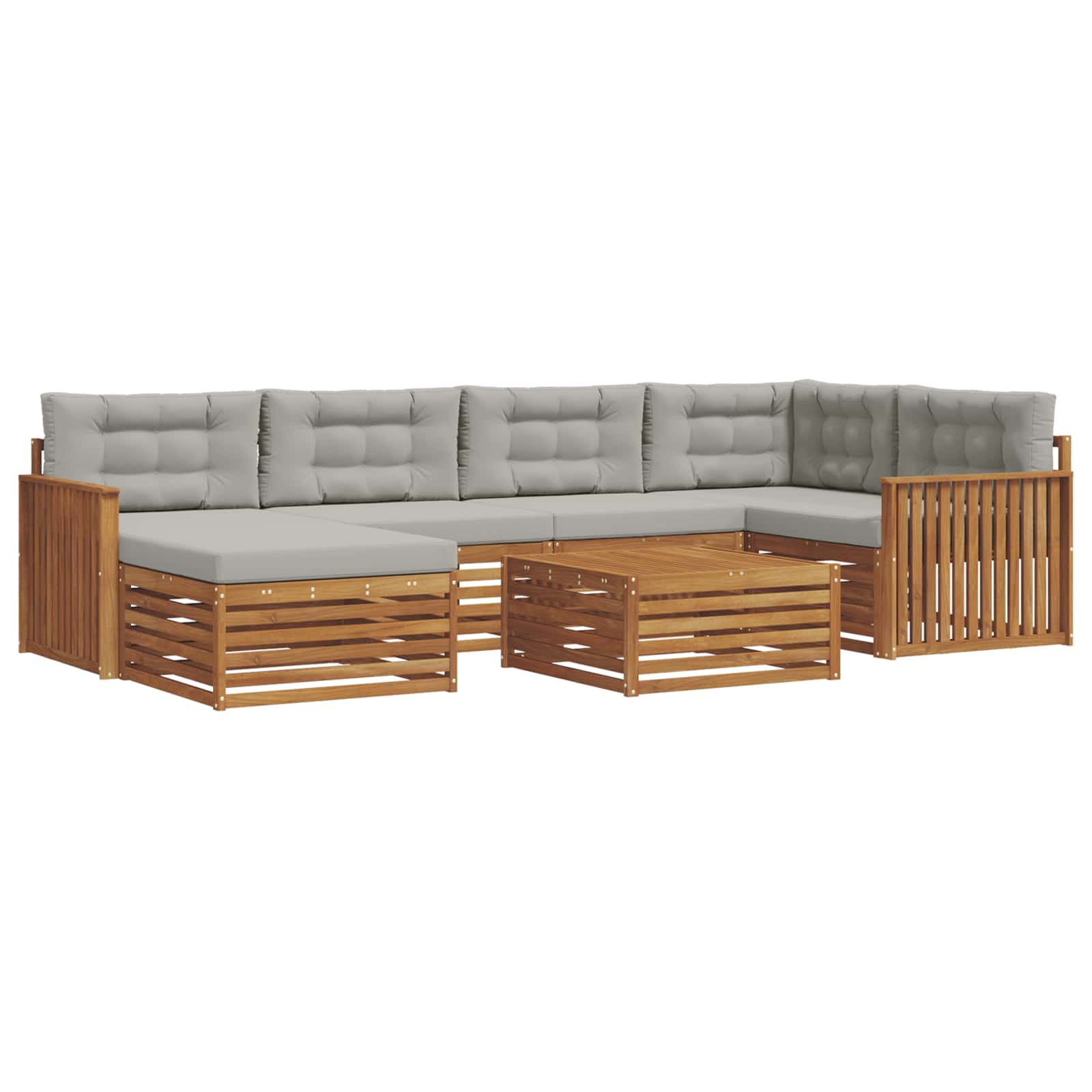 Outdoor-Sofagarnitur mit Kissen 7 pcs Natürlich und Hellgrau