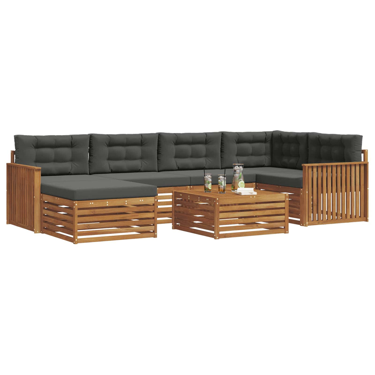 Outdoor-Sofagarnitur 7 stk. Natur und Anthrazit
