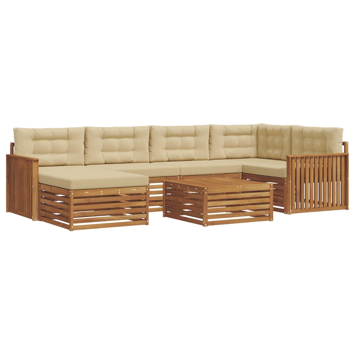 Outdoor-Sofagarnitur mit Kissen 7 pcs Natur und Beige
