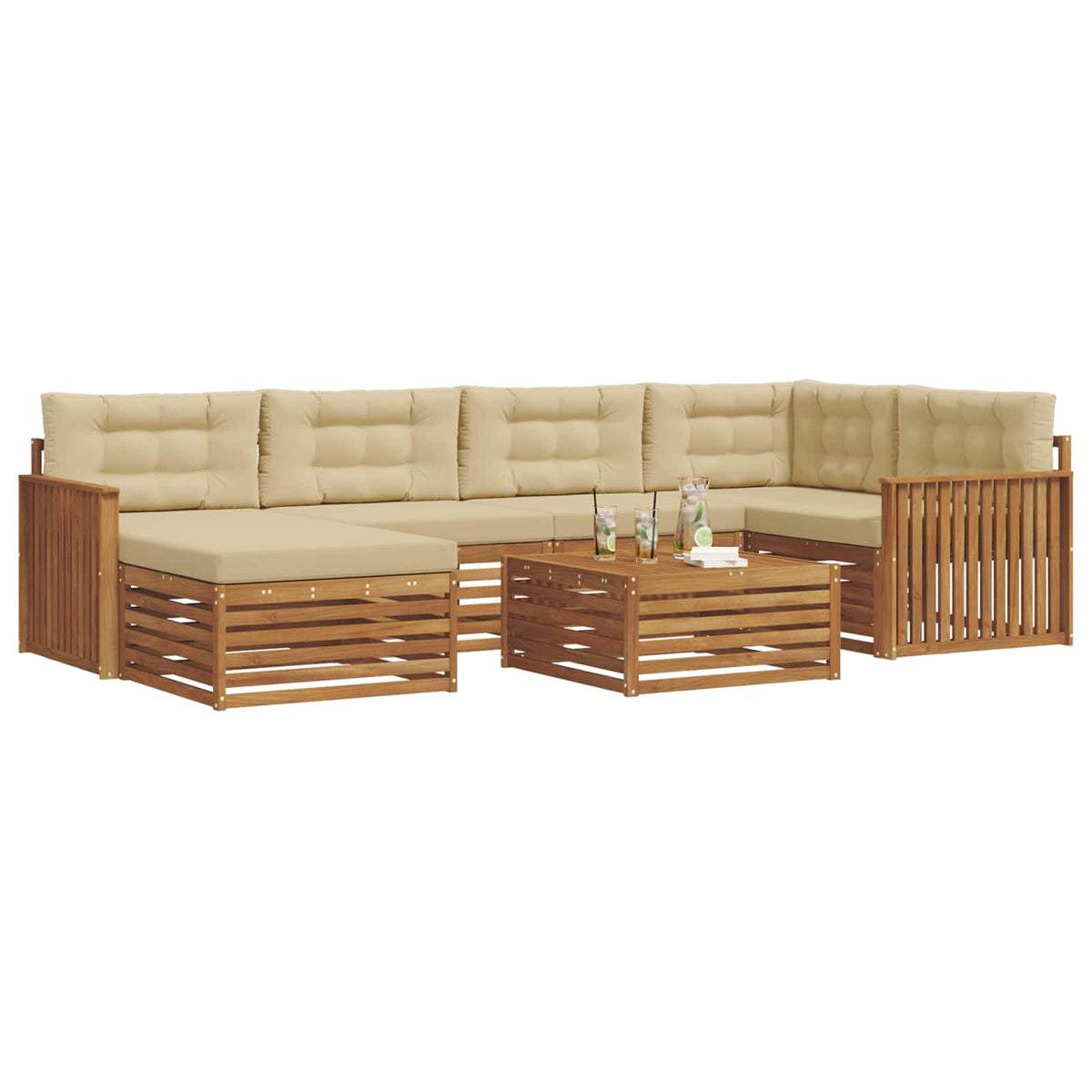 Outdoor-Sofagarnitur 7 stk. Natur und Beige