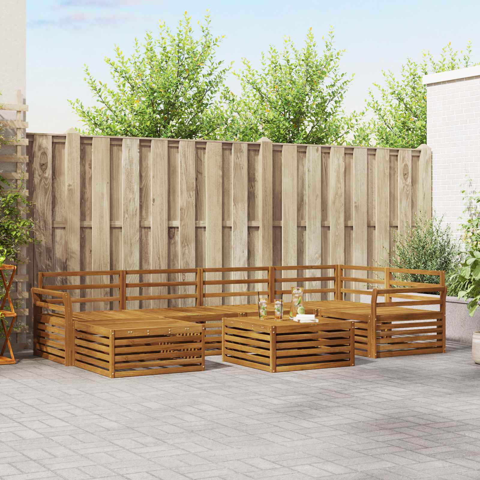 Outdoor-Sofagarnitur 7 pcs Natur Massivholz Akazie