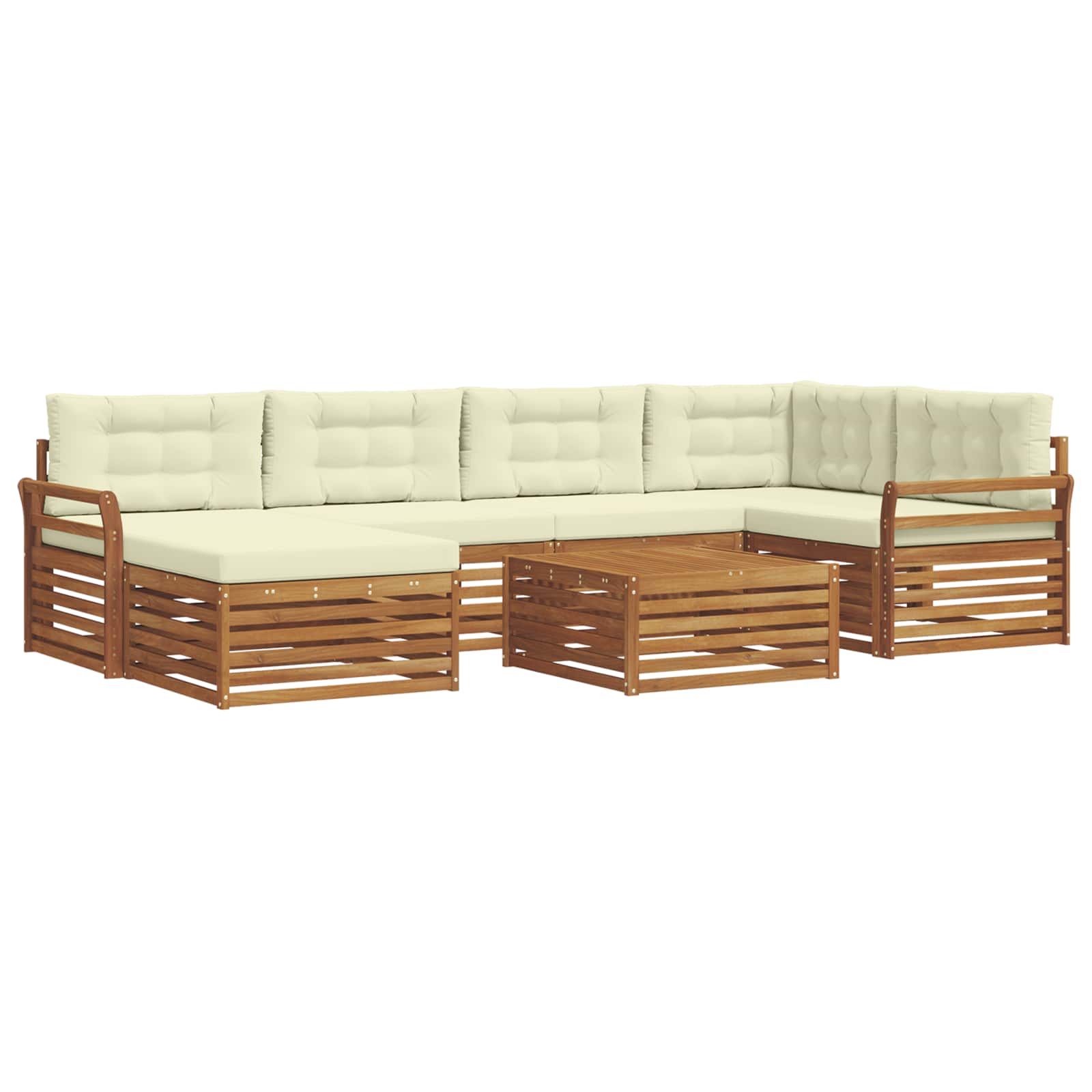 Outdoor-Sofagarnitur 7 stk. Natur und Creme