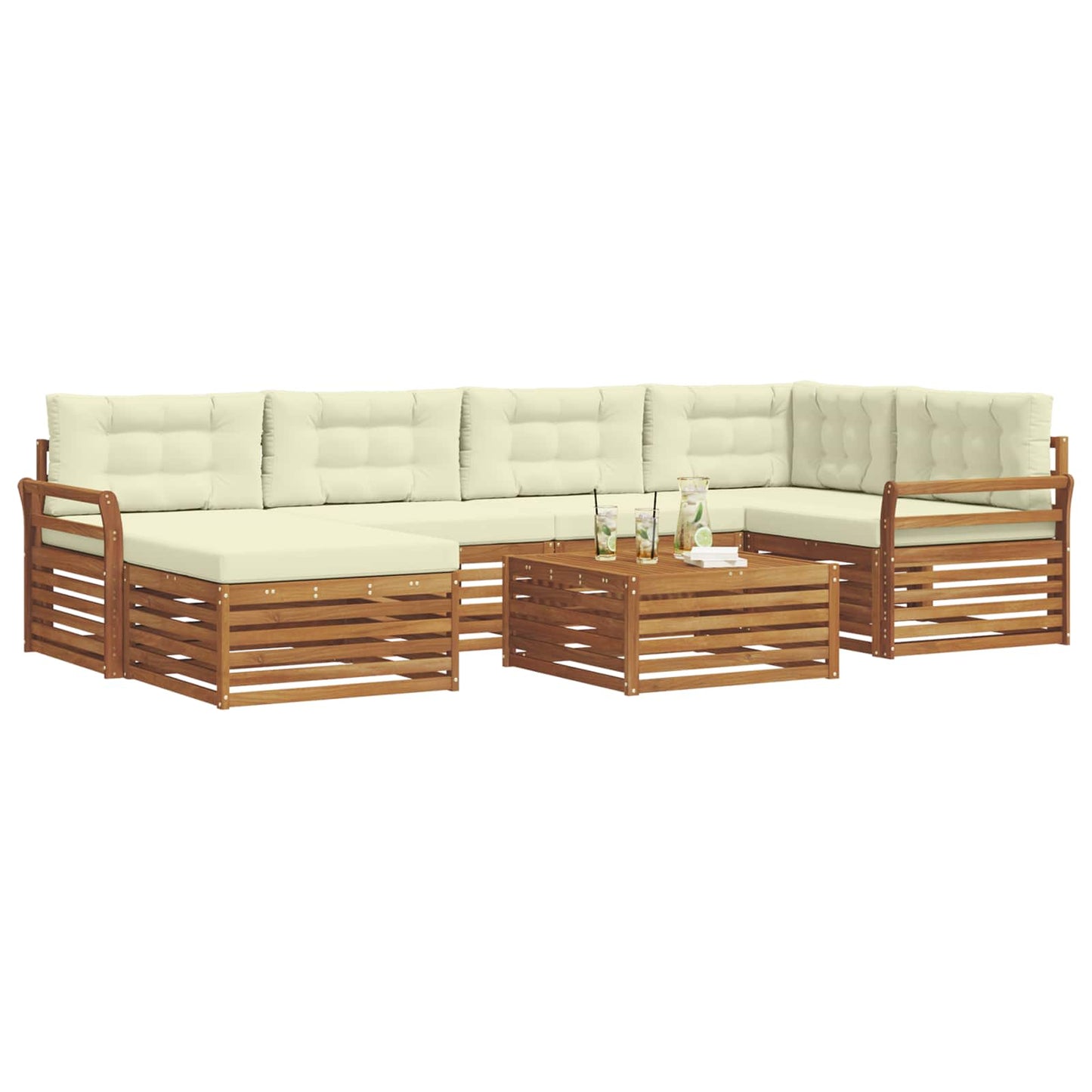Outdoor-Sofagarnitur 7 stk. Natur und Creme