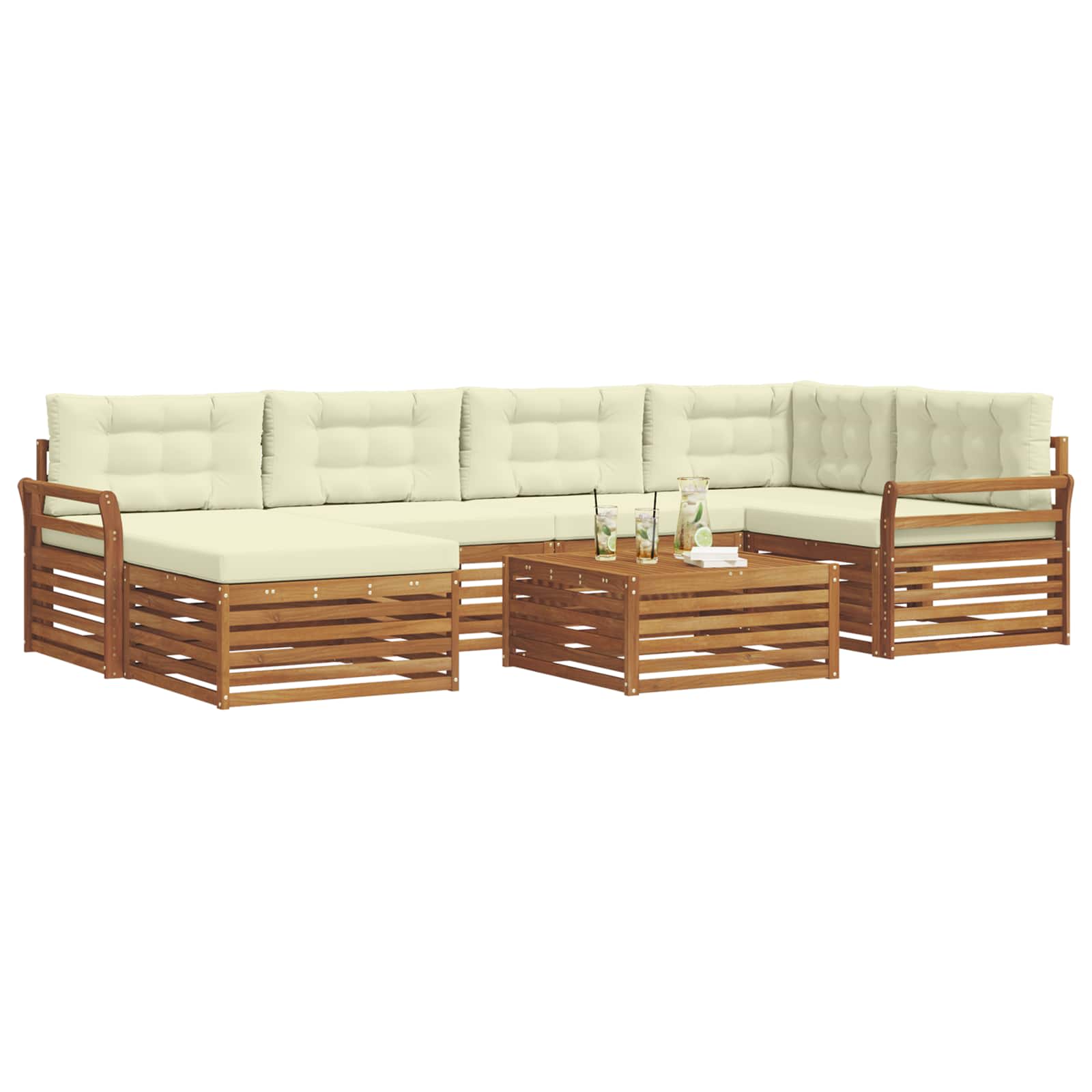 Outdoor-Sofagarnitur 7 stk. Natur und Creme