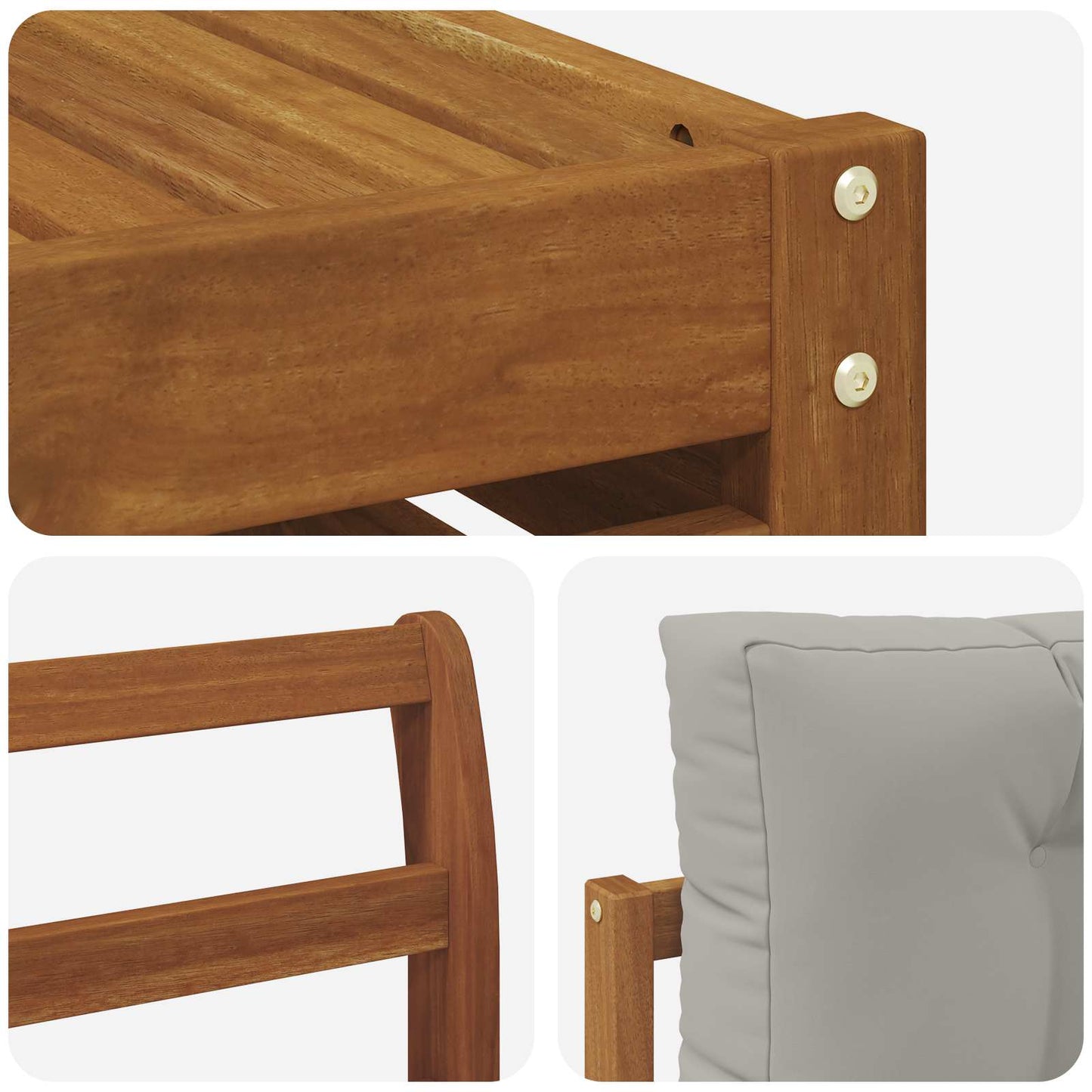 Outdoor-Sofagarnitur mit Kissen 7 pcs Natürlich und Hellgrau