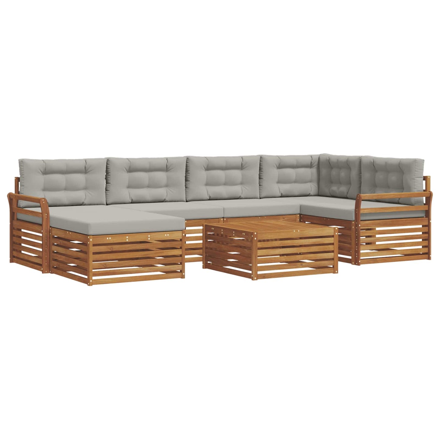 Outdoor-Sofagarnitur mit Kissen 7 pcs Natürlich und Hellgrau
