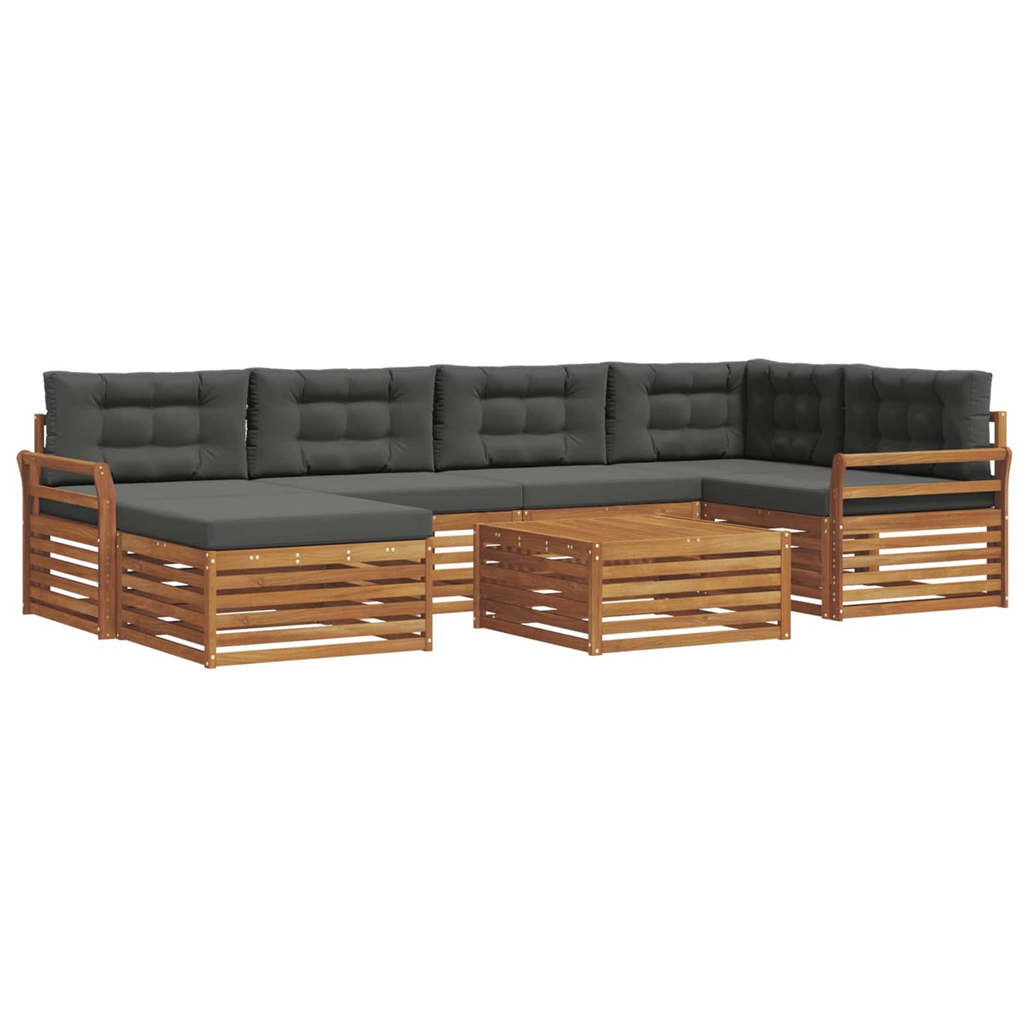 Outdoor-Sofagarnitur mit Kissen 7 pcs Natur und Anthrazit