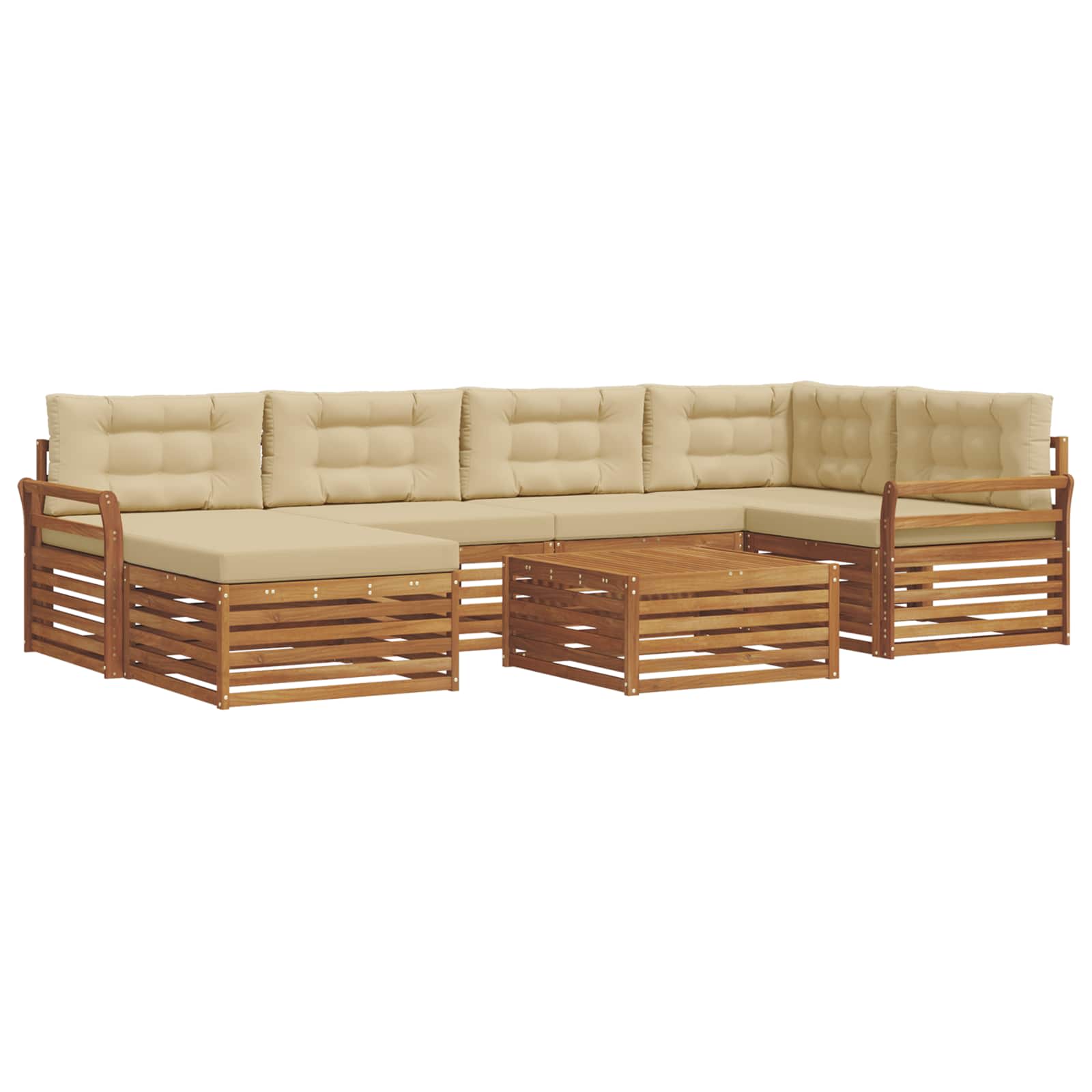Outdoor-Sofagarnitur mit Kissen 7 pcs Natur und Beige