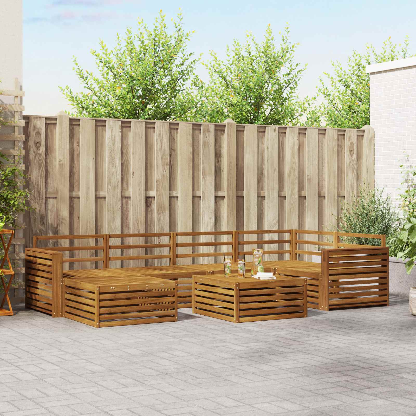 Outdoor-Sofagarnitur 7 pcs Natur Massivholz Akazie