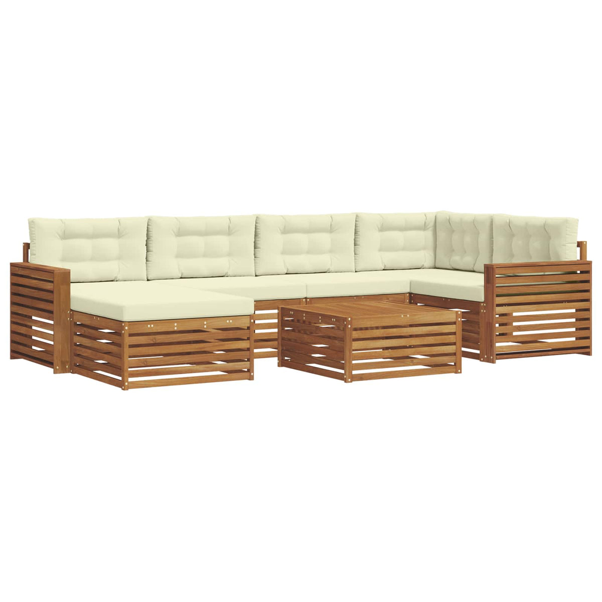 Outdoor-Sofagarnitur 7 stk. Natur und Creme