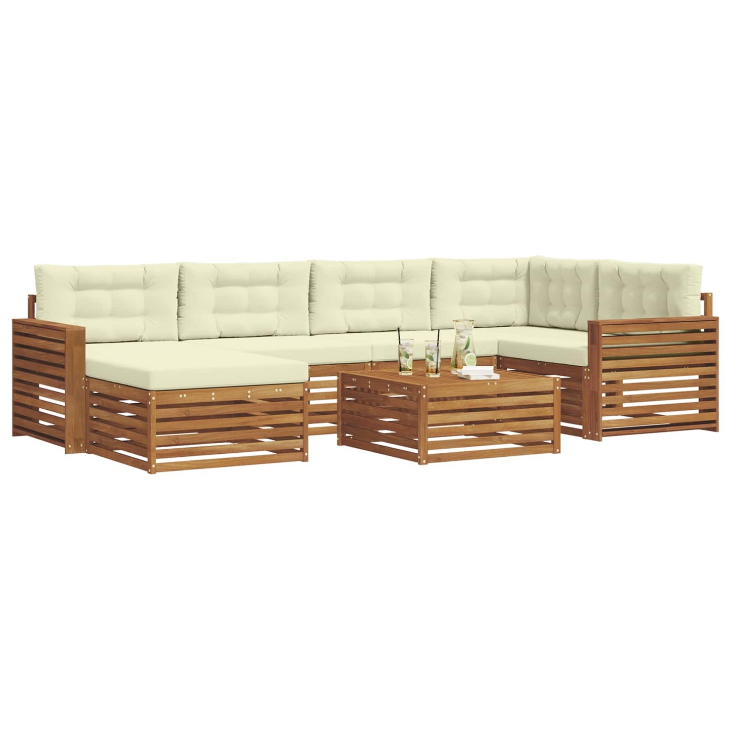 Outdoor-Sofagarnitur mit Kissen 7 pcs Natur und Creme