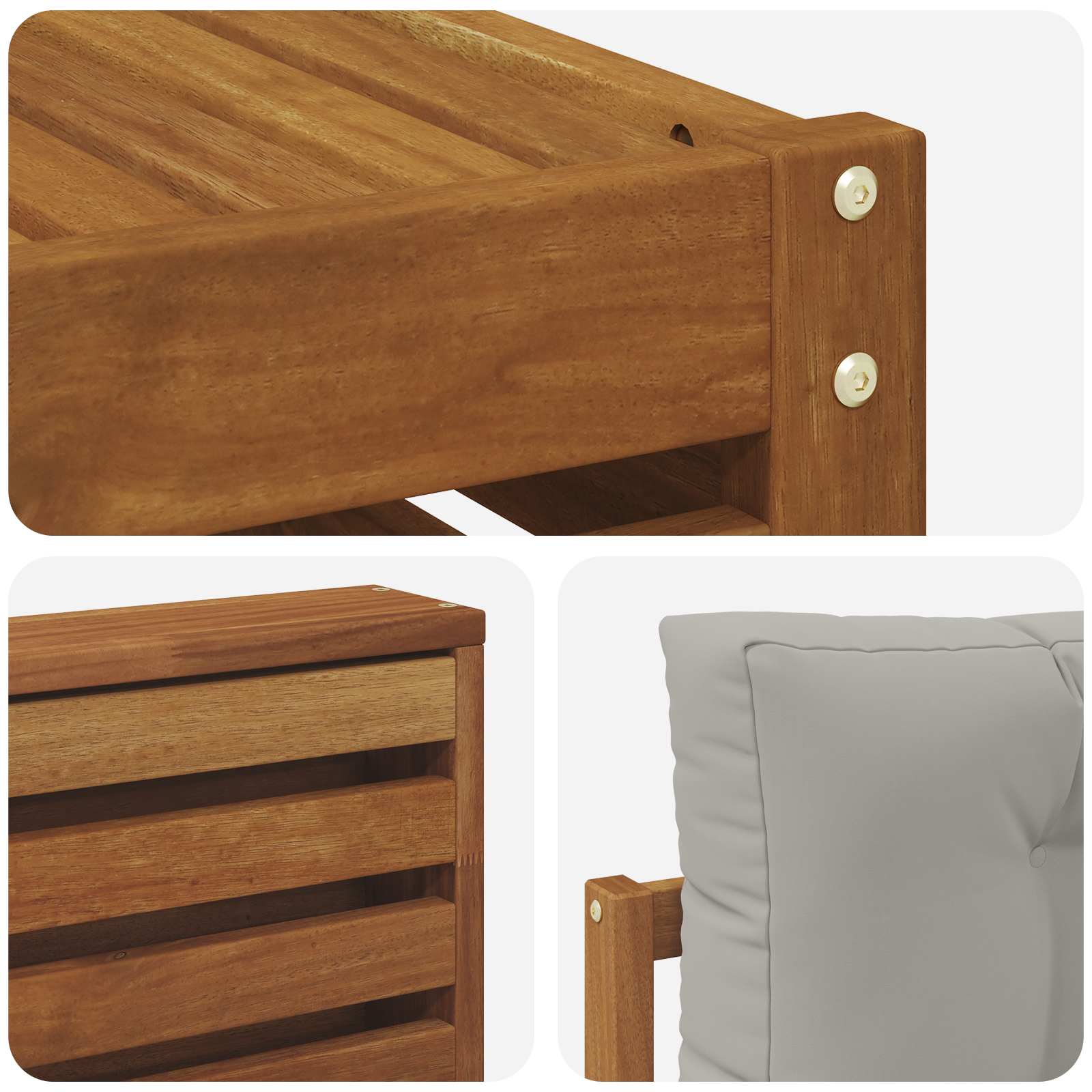 Outdoor-Sofagarnitur mit Kissen 7 pcs Natürlich und Hellgrau