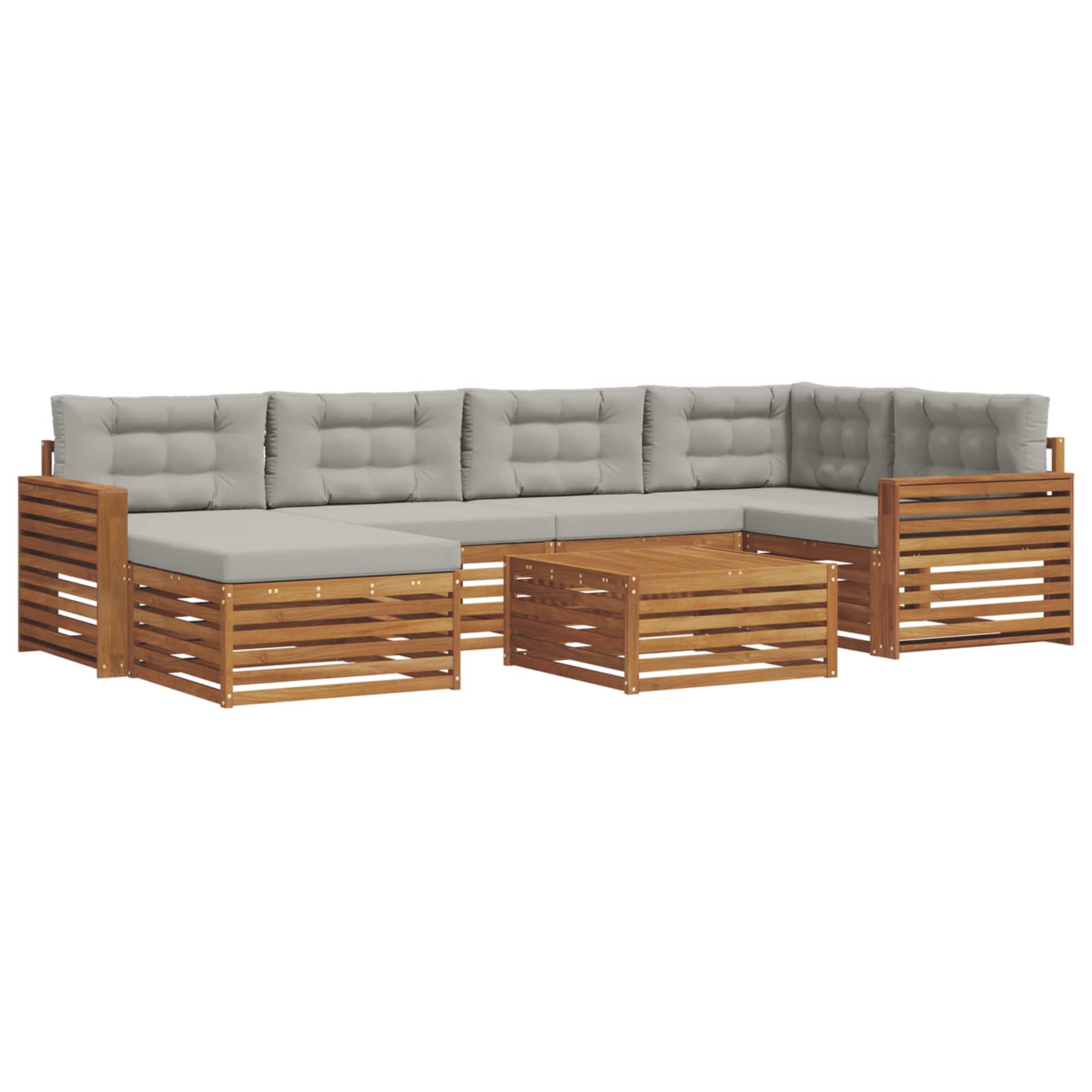 Outdoor-Sofagarnitur mit Kissen 7 pcs Natürlich und Hellgrau