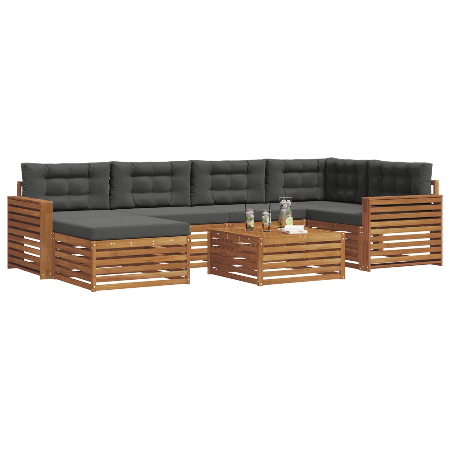 Outdoor-Sofagarnitur mit Kissen 7 pcs Natur und Anthrazit