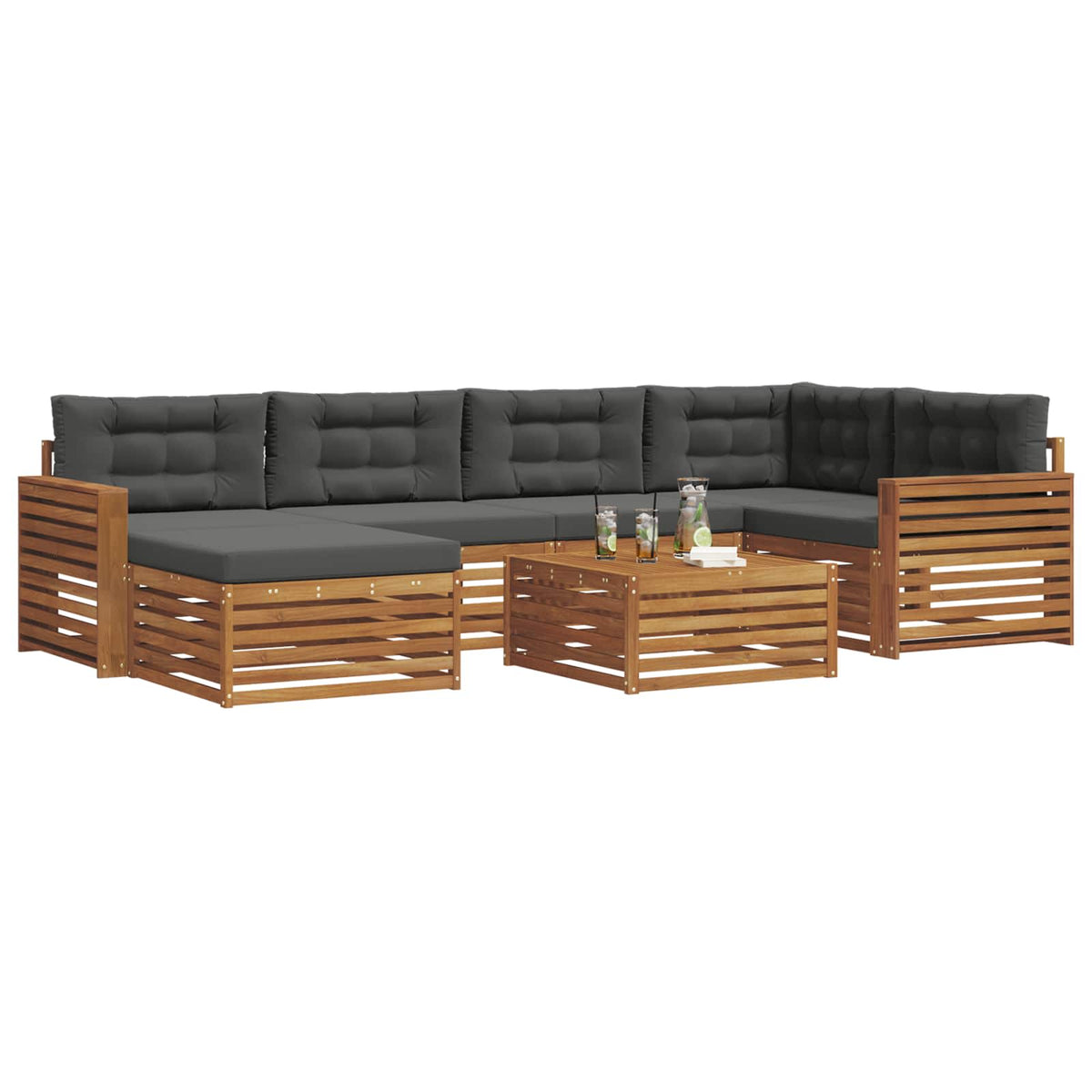 Outdoor-Sofagarnitur 7 stk. Natur und Anthrazit