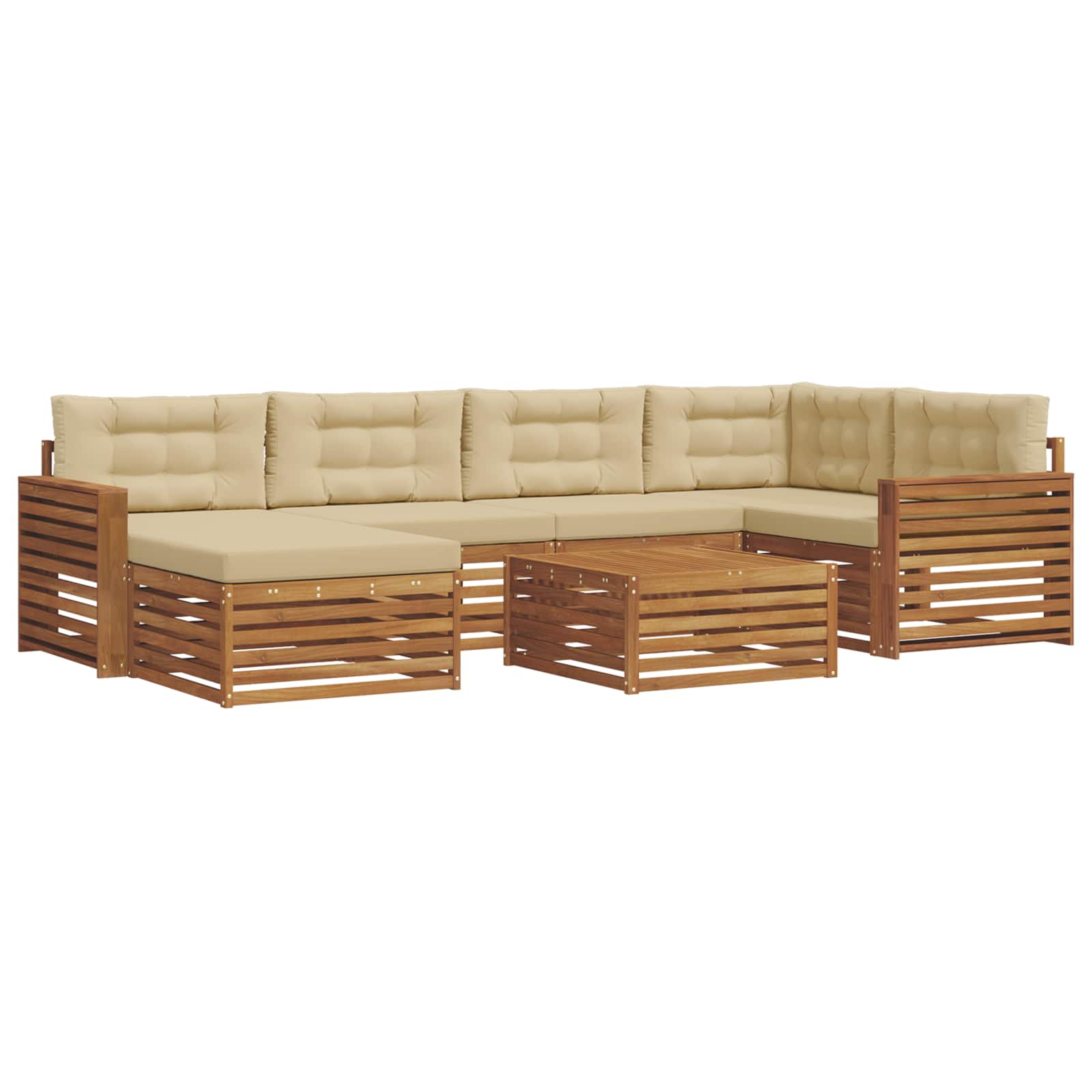 Outdoor-Sofagarnitur 7 stk. Natur und Beige