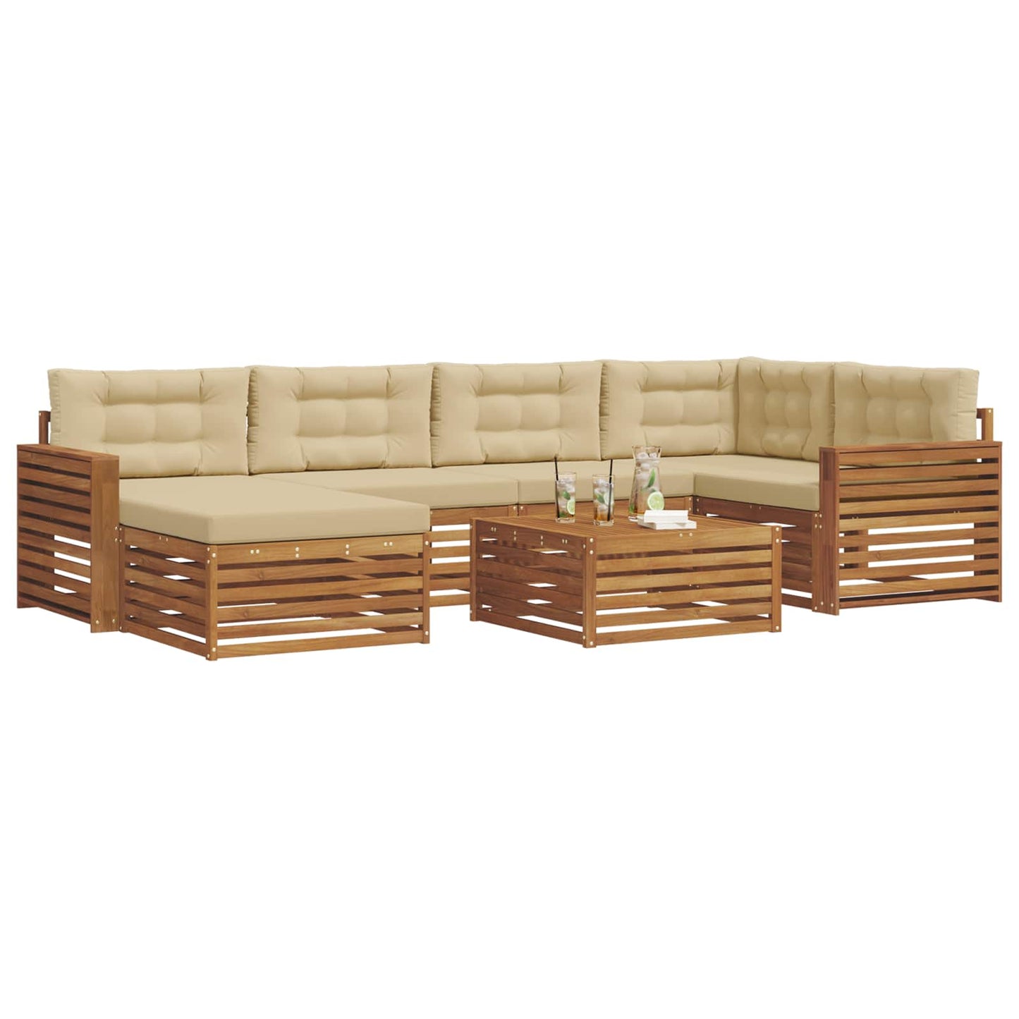 Outdoor-Sofagarnitur 7 stk. Natur und Beige