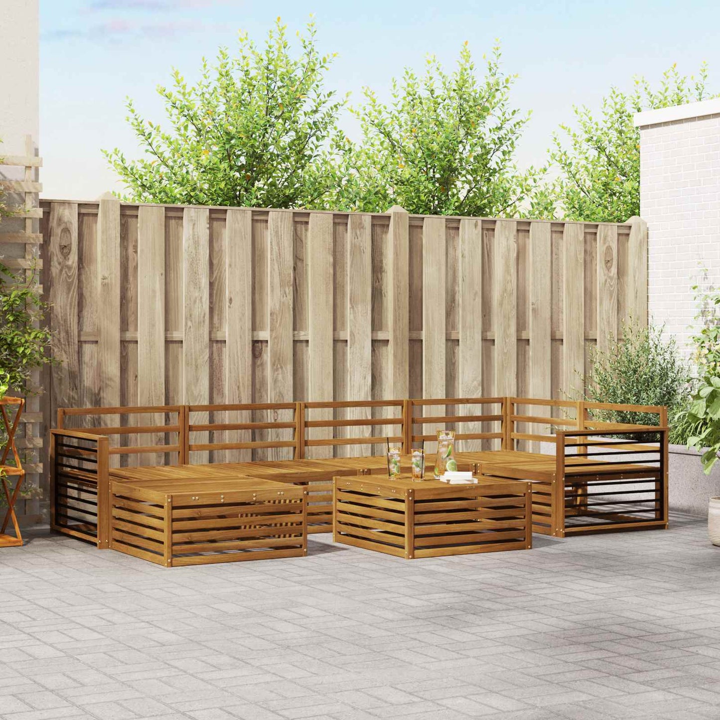 Outdoor-Sofagarnitur 7 pcs Natur Massivholz Akazie