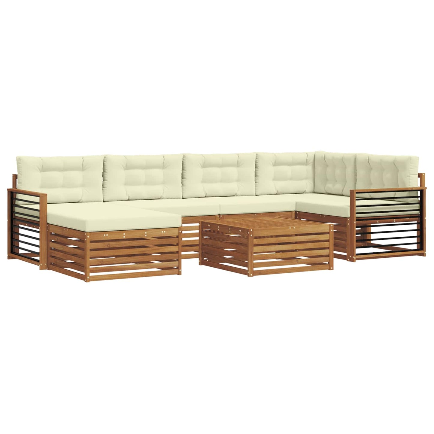 Outdoor-Sofagarnitur 7 stk. Natur und Creme