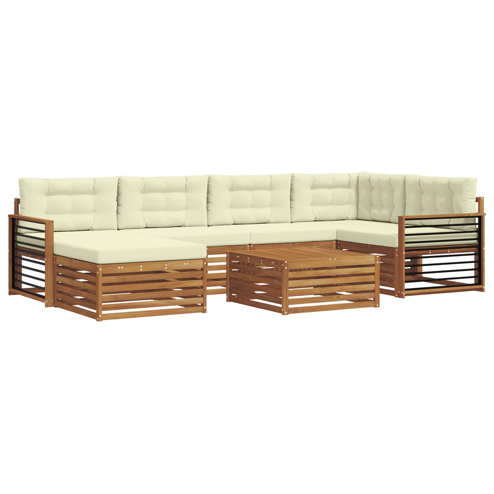 Outdoor-Sofagarnitur 7 stk. Natur und Creme